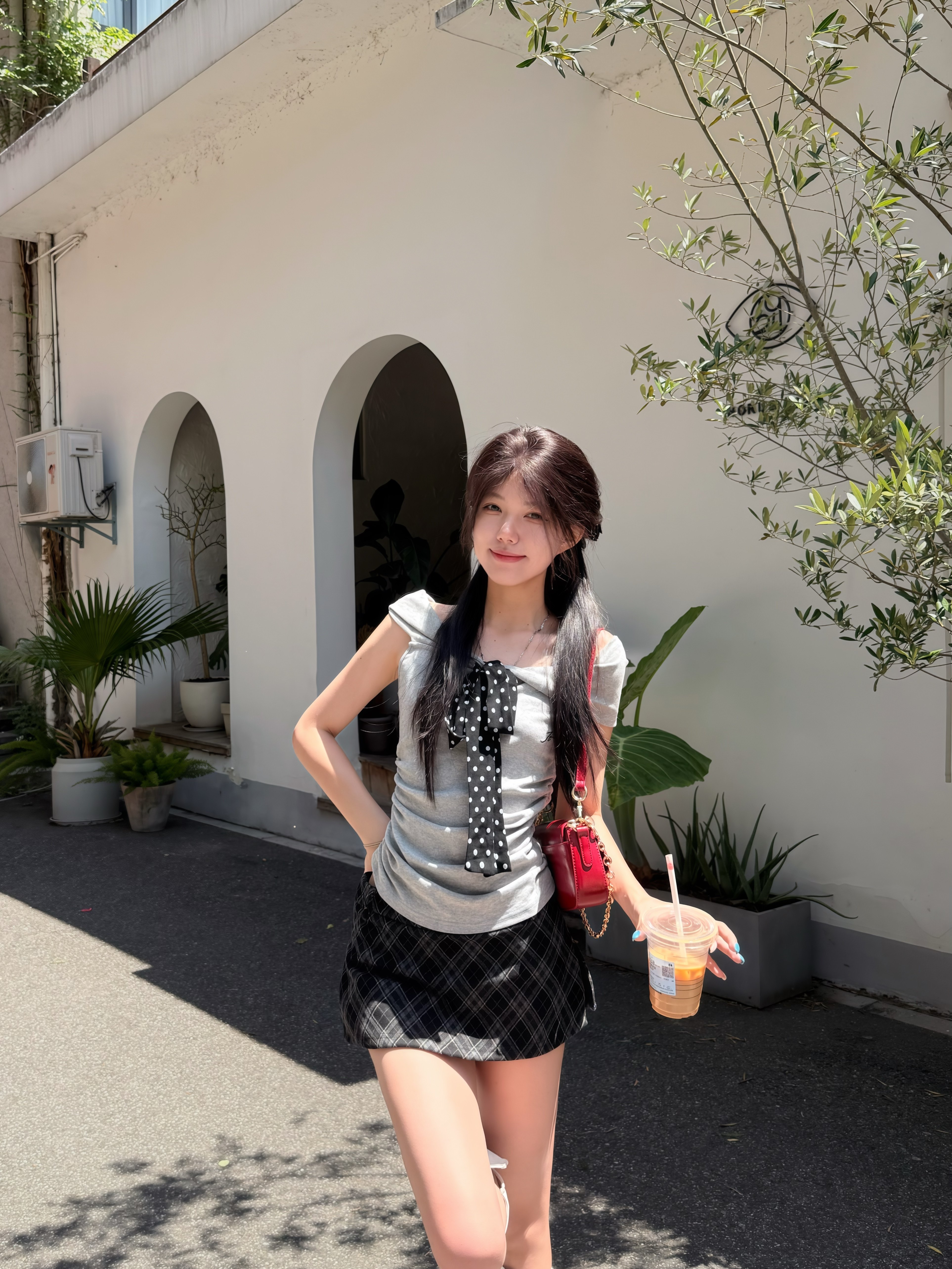 SiCii复古韩系低腰包臀裙 格纹短裙显瘦辣妹风 防走光侧拉链毛呢质感高级