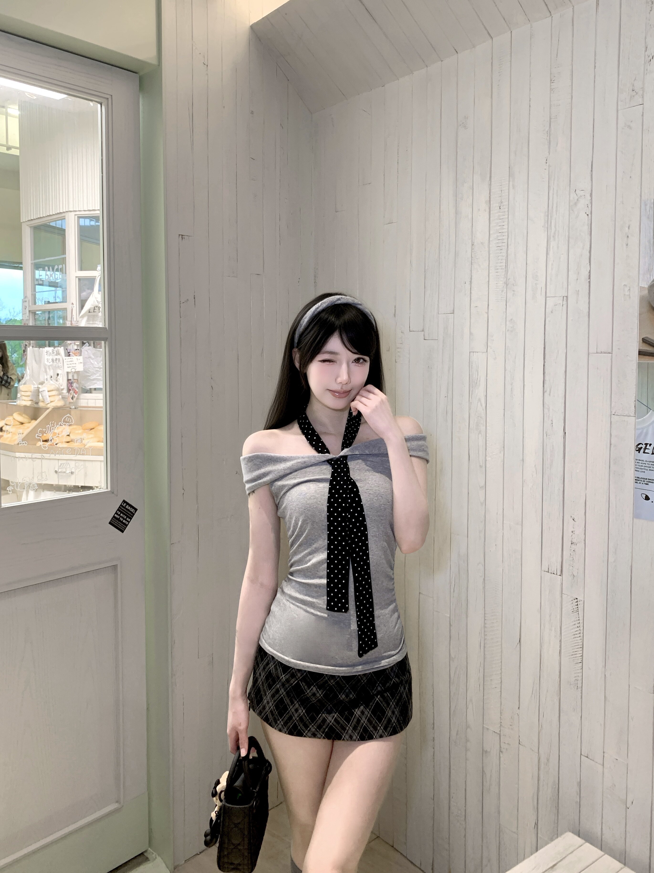 SiCii复古韩系低腰包臀裙 格纹短裙显瘦辣妹风 防走光侧拉链毛呢质感高级