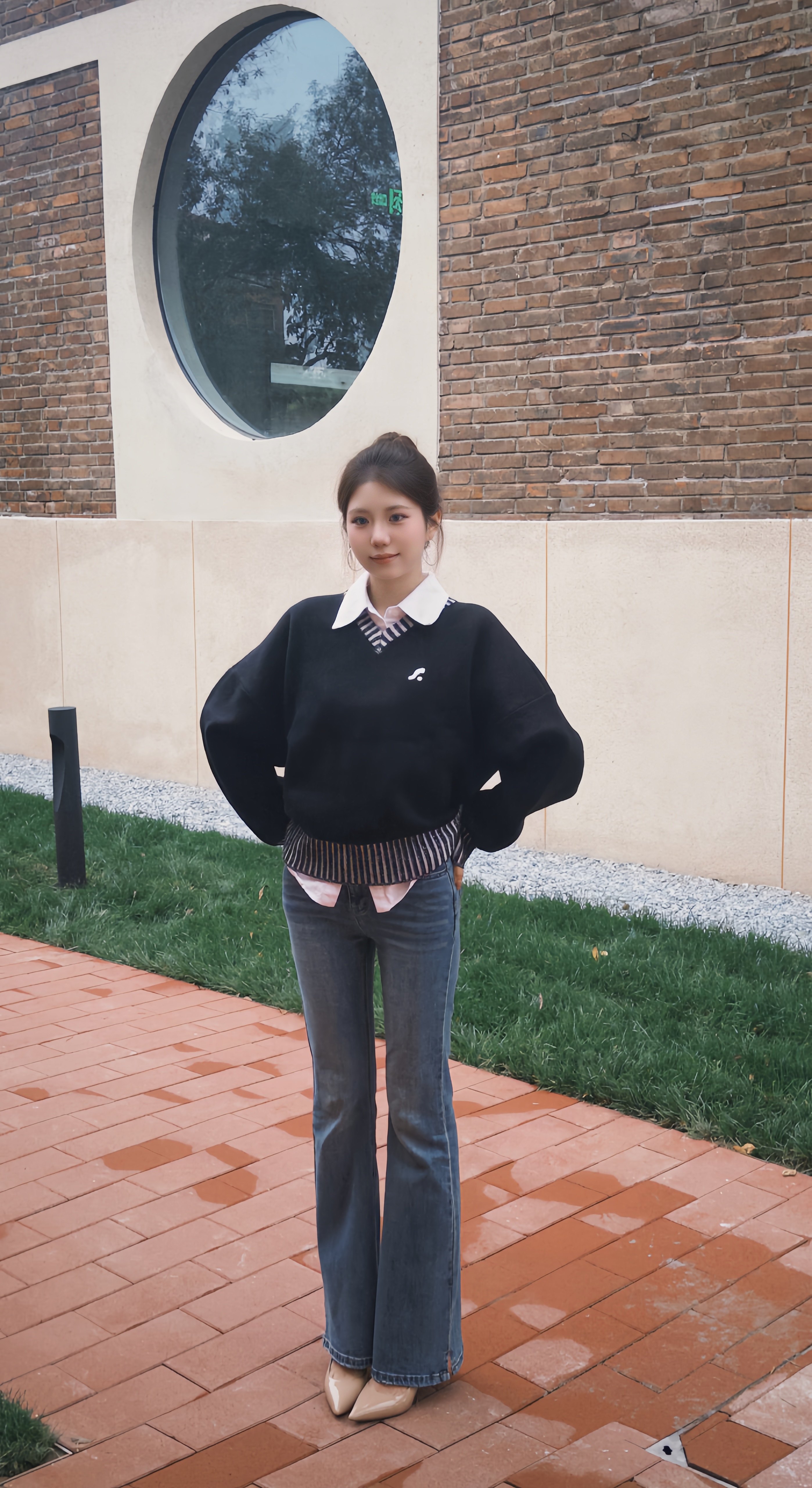 ABWLR秋冬复古微喇牛仔裤:高腰马蹄的显腿长神裤