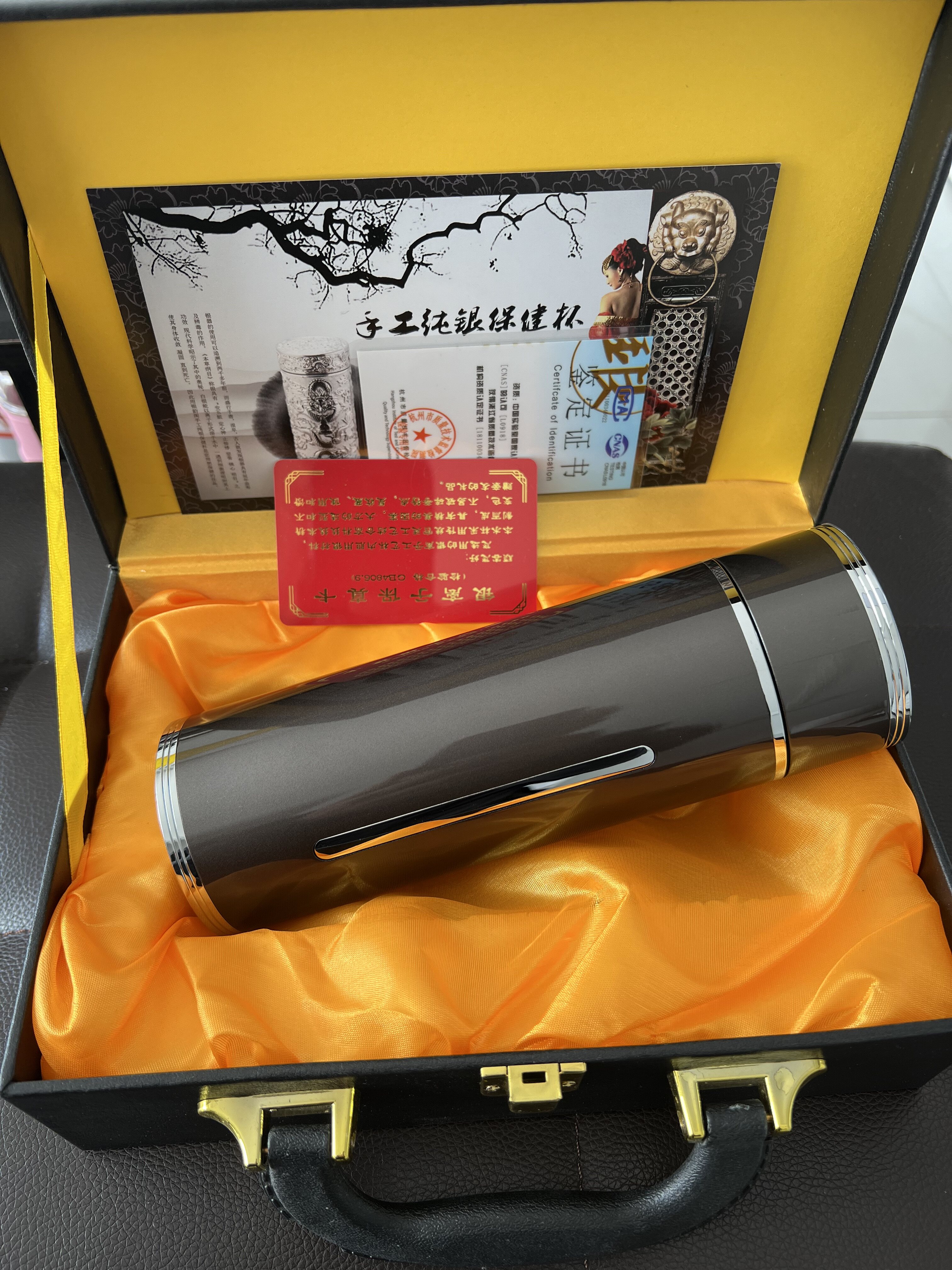 999純銀保溫杯北歐風格銀杯子足銀內膽保溫杯大容量茶杯