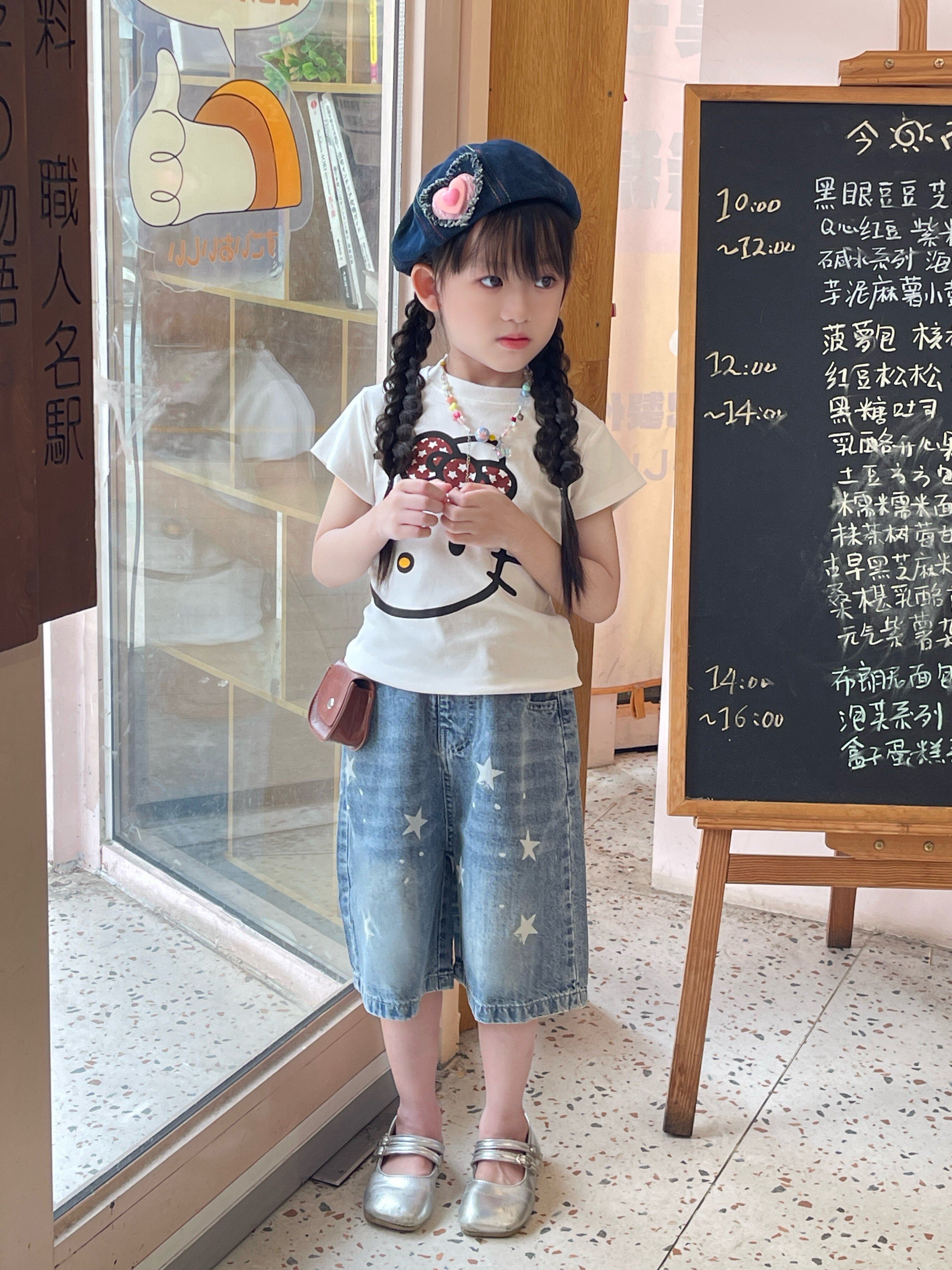 Customer photo for Tee + Denim Capri Set, 120cm