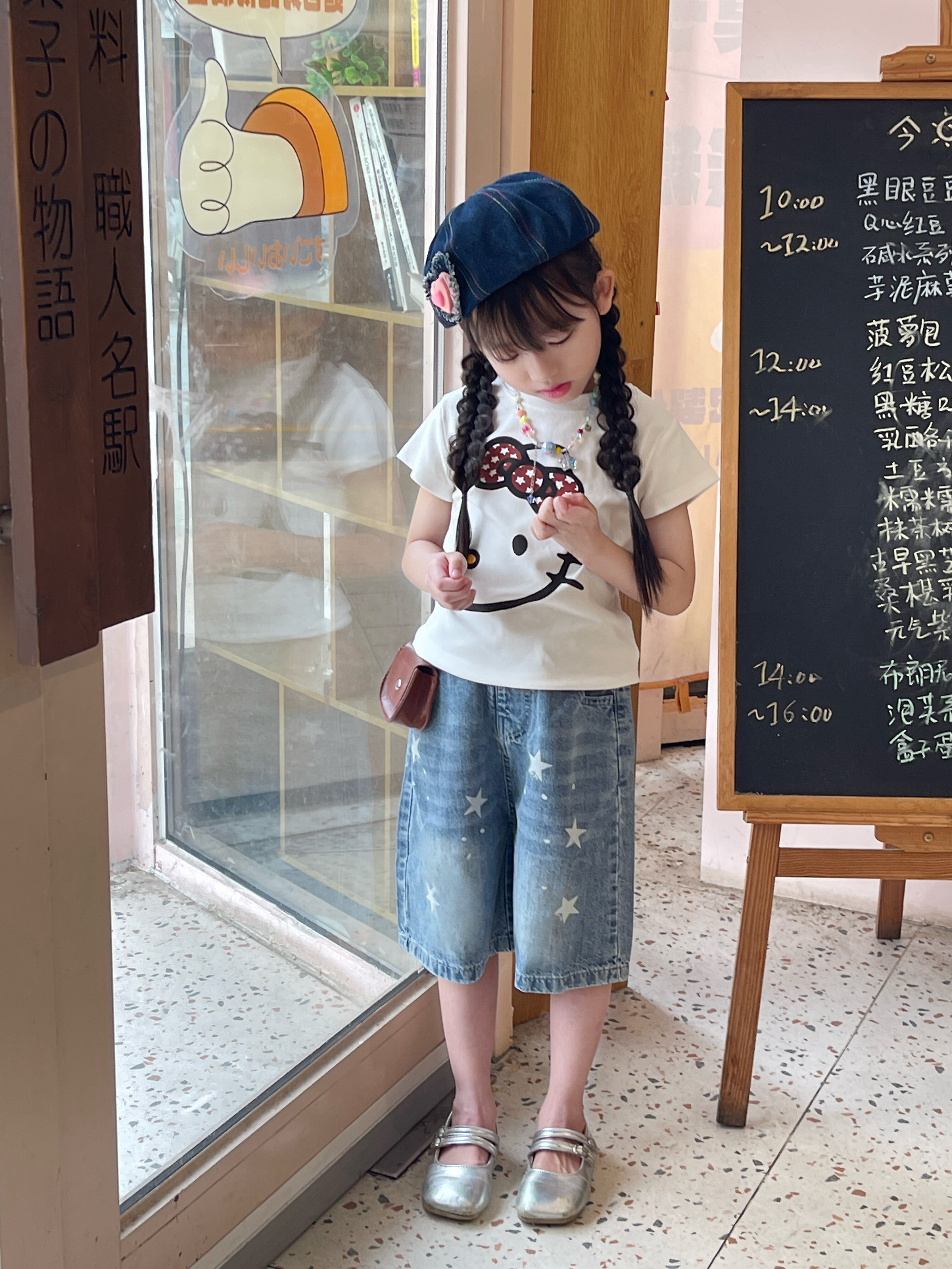 Customer photo for Tee + Denim Capri Set, 120cm
