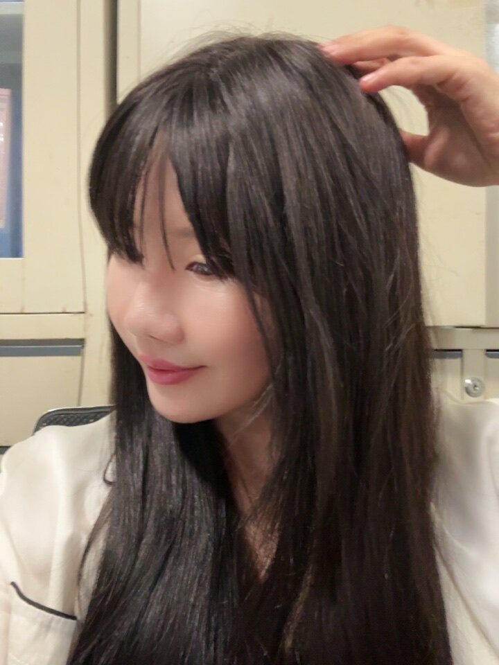 真我黑长直漫画齐刘海假发套 全真发整顶设计 自然隐形无痕贴合 长发飘逸顺滑