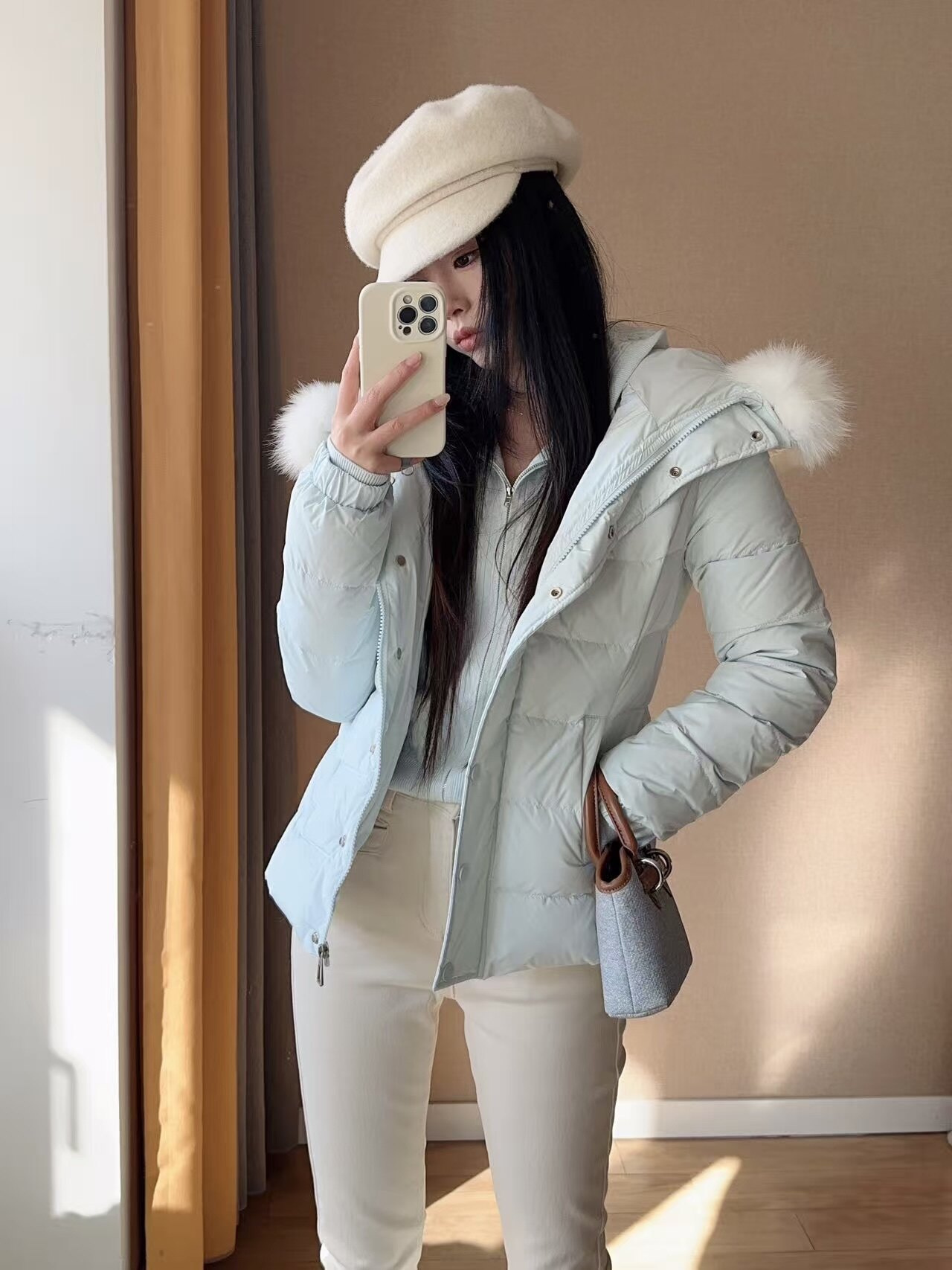 RUOYU若语半永久韩女裤 加绒修身设计保暖不臃肿 高腰小脚裤型拉长比例