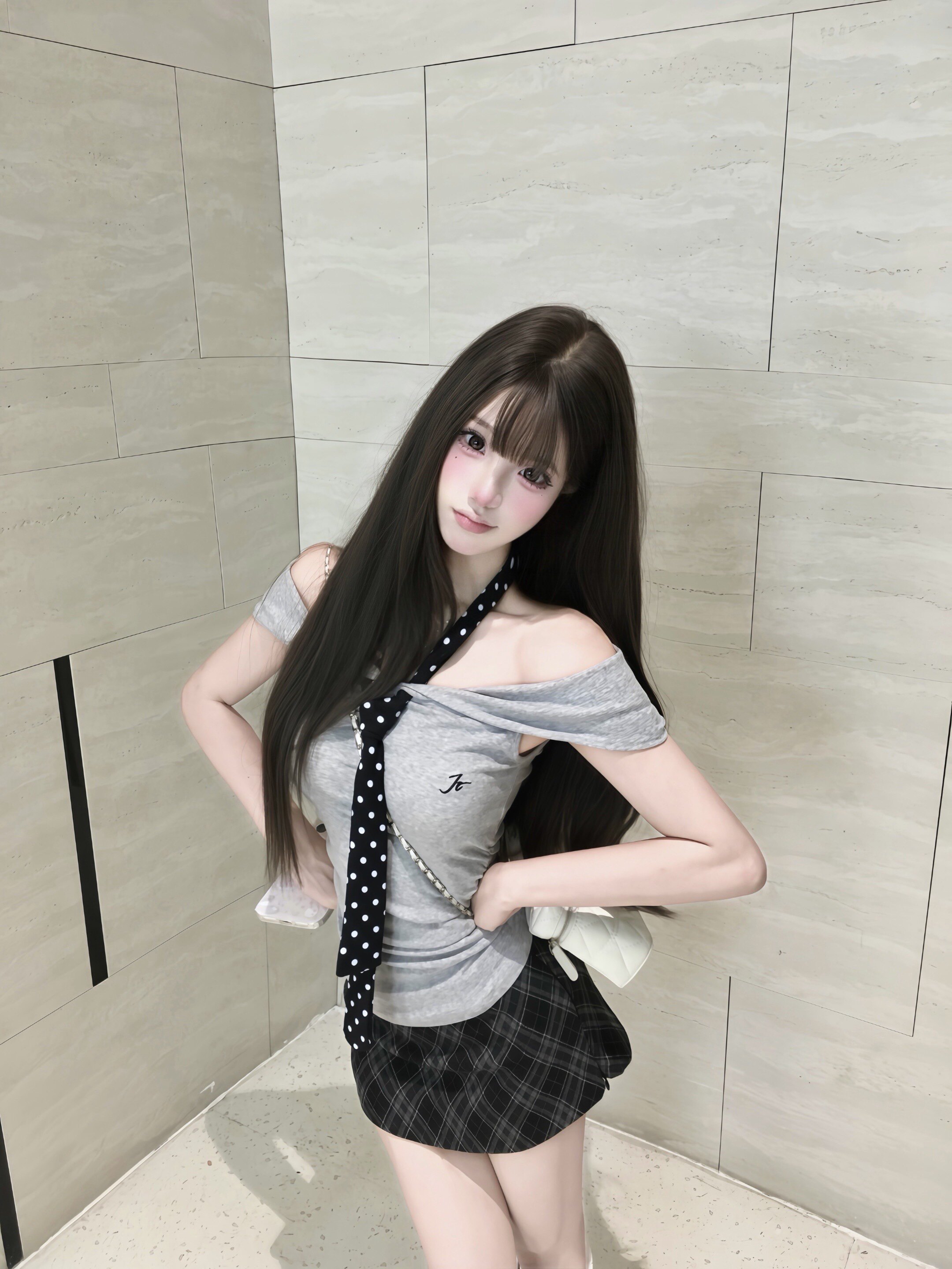 SiCii复古韩系低腰包臀裙 格纹短裙显瘦辣妹风 防走光侧拉链毛呢质感高级