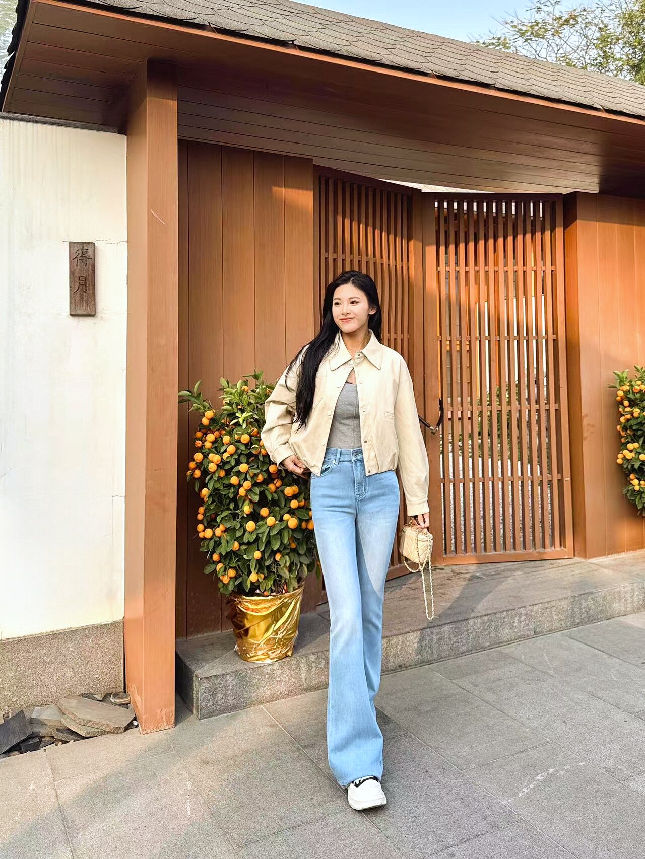 信购春季特调青光调微喇叭牛仔裤 浅蓝色清新百搭 高腰四面弹提臀显瘦