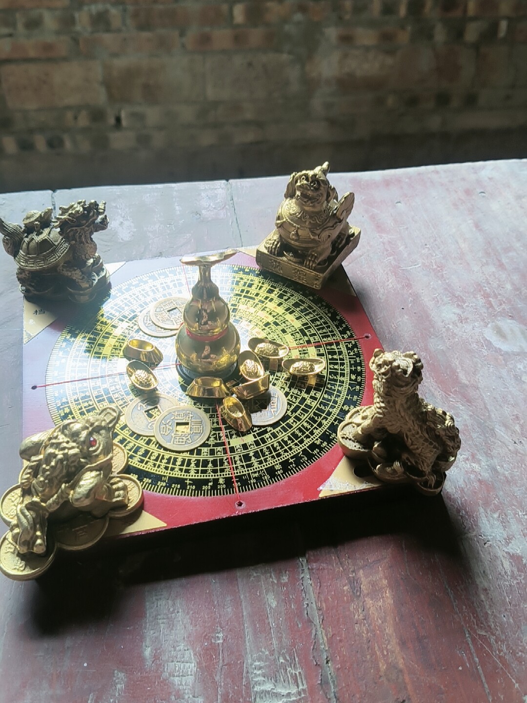 四靈獸聚寶盆銅製招財風水擺件適用書房客廳的聚財陣風水擺飾-Taobao-Tmall