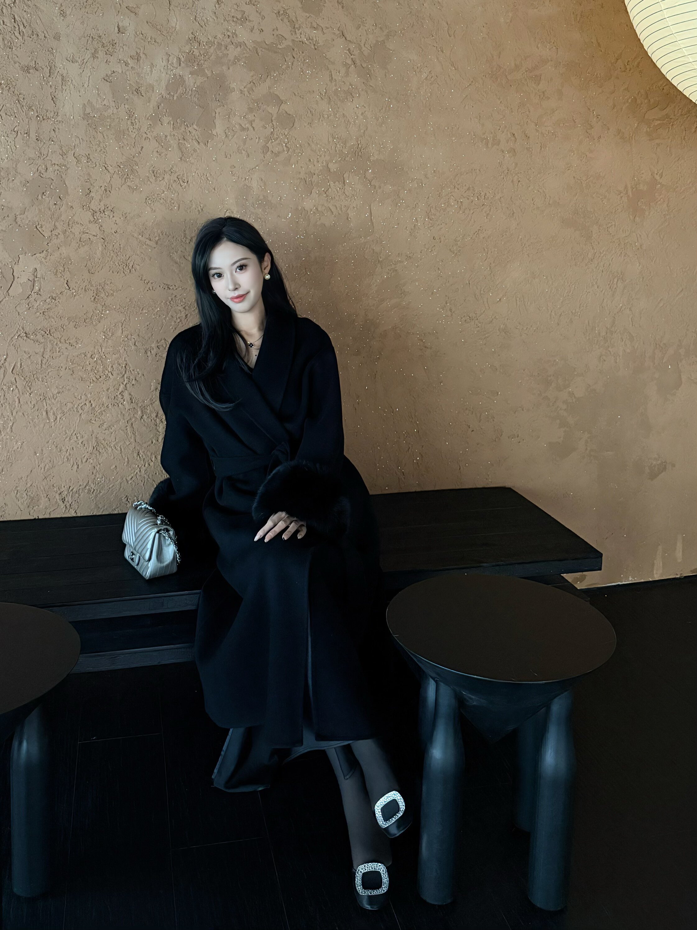 WTTAI万太太小个子专属绵羊毛大衣 中长款设计不压身高 狐狸毛袖口奢华点睛