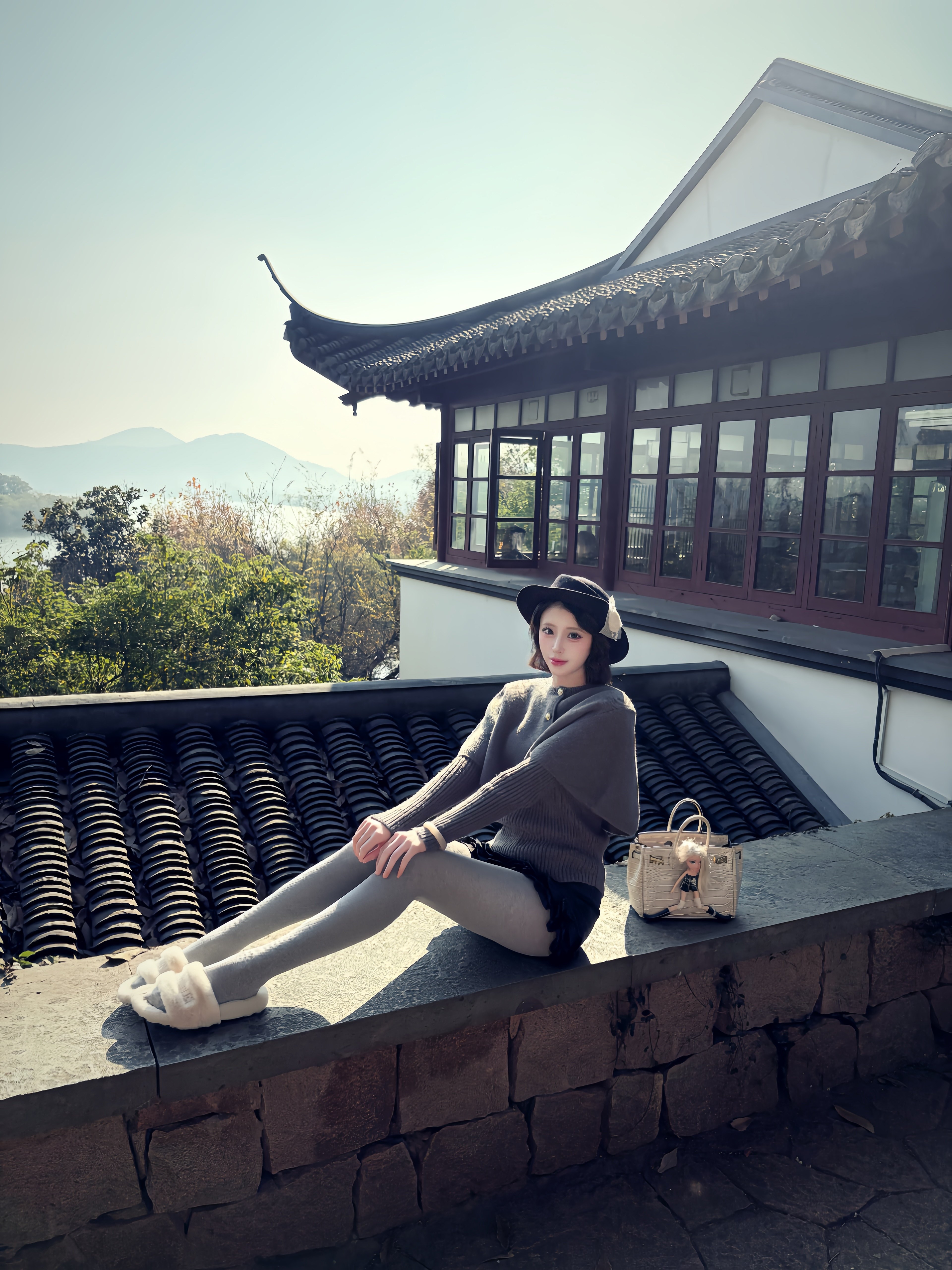 OYFF凡凡【小步舞曲】灰色套装,斗篷式廓形披肩A字短裙三件套设计省心