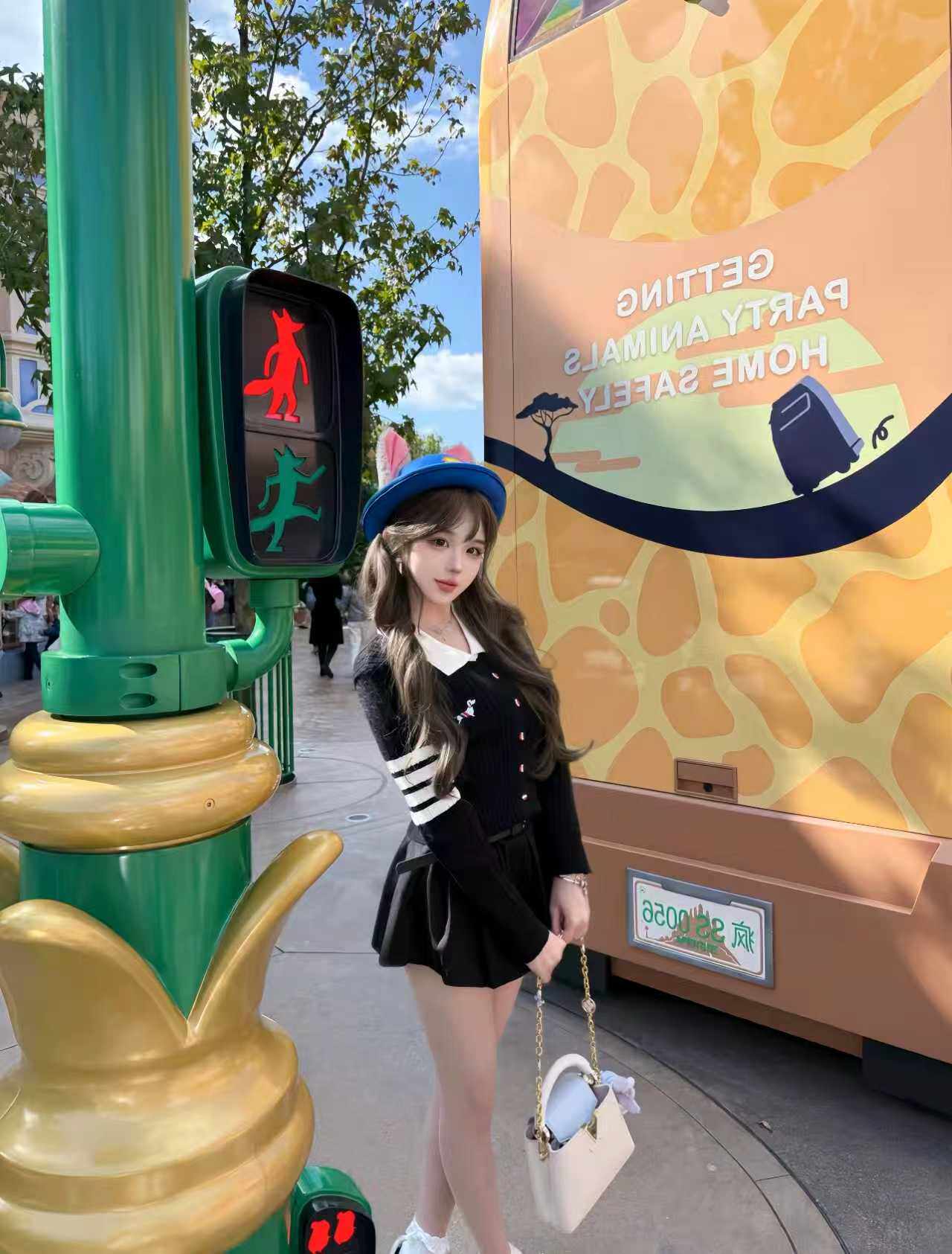 RR studio韩系甜妹polo领针织衫 蝴蝶结设计可爱减龄 短裙