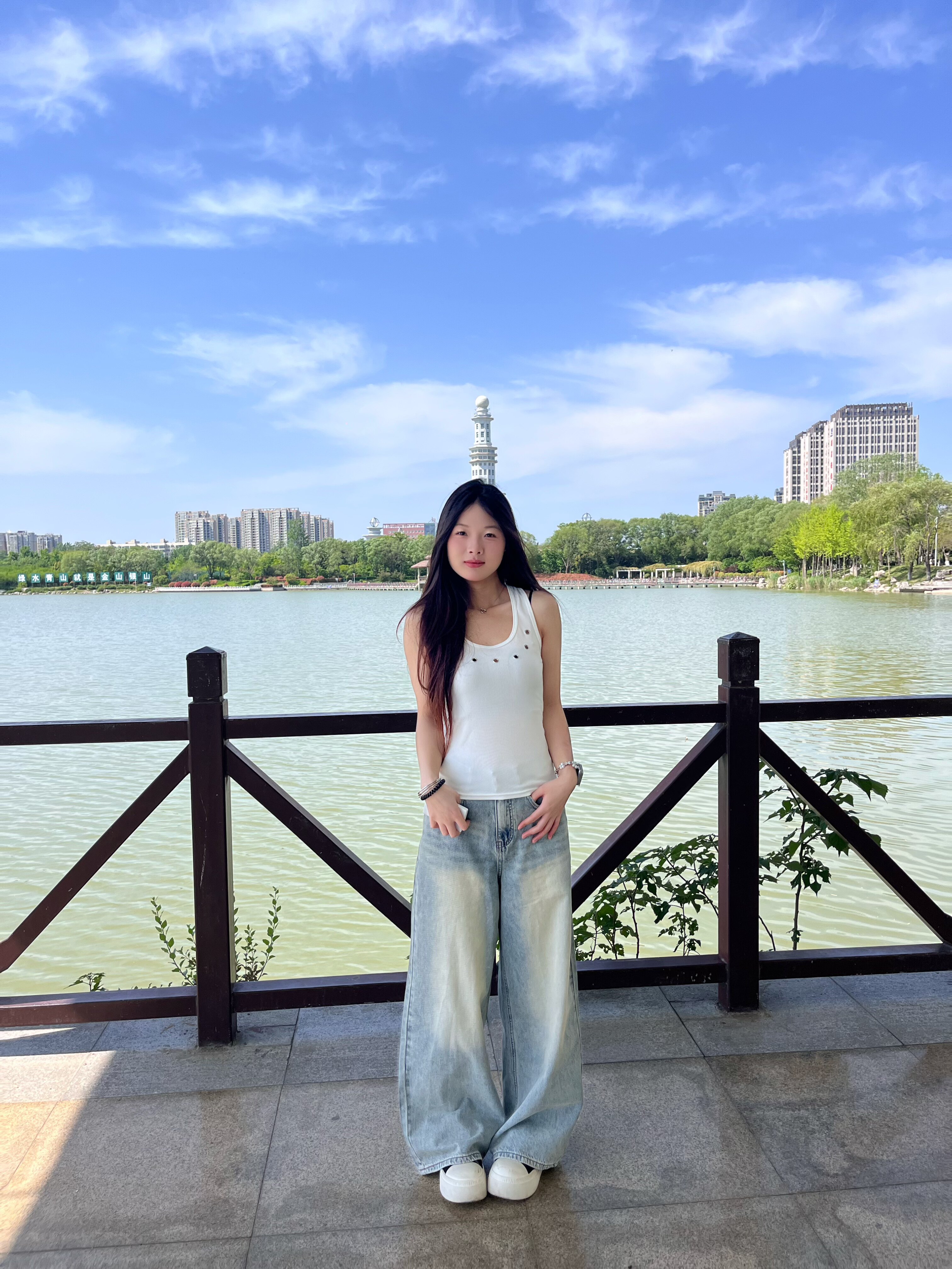 KENABSTUDIO春夏复古直筒牛仔裤 美式宽松拖地设计 阔腿裤型遮肉显瘦
