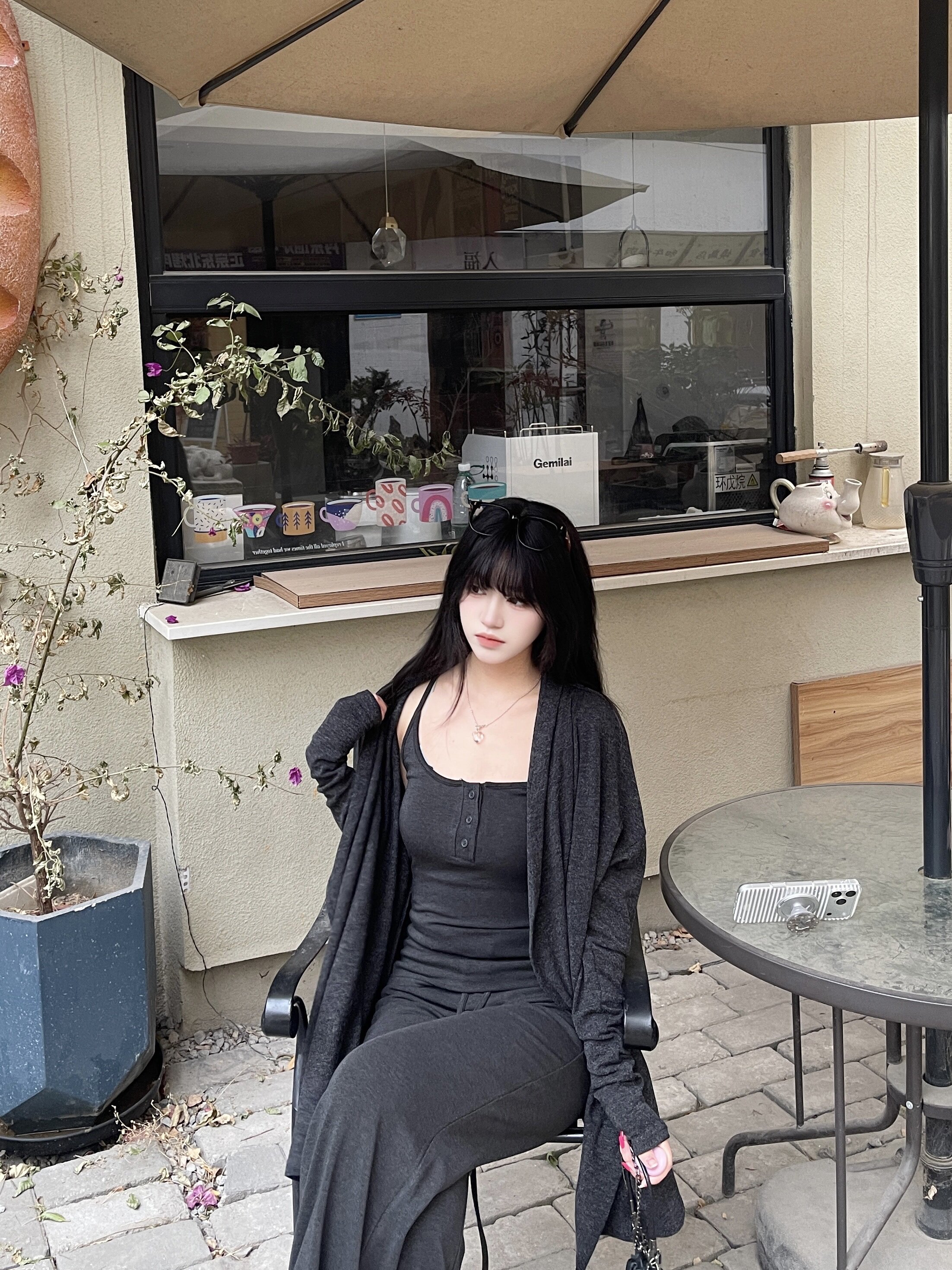 黑泽玄七2026春季微胖mm专属套装，吊带+开衫+休闲裤三件套宽松慵懒风遮肉显瘦