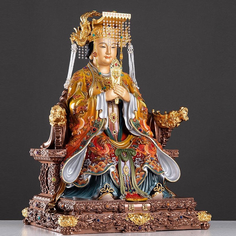 纯铜妈祖娘娘神像家用供奉天上圣母天后湄洲海神妈祖铜雕像摆件