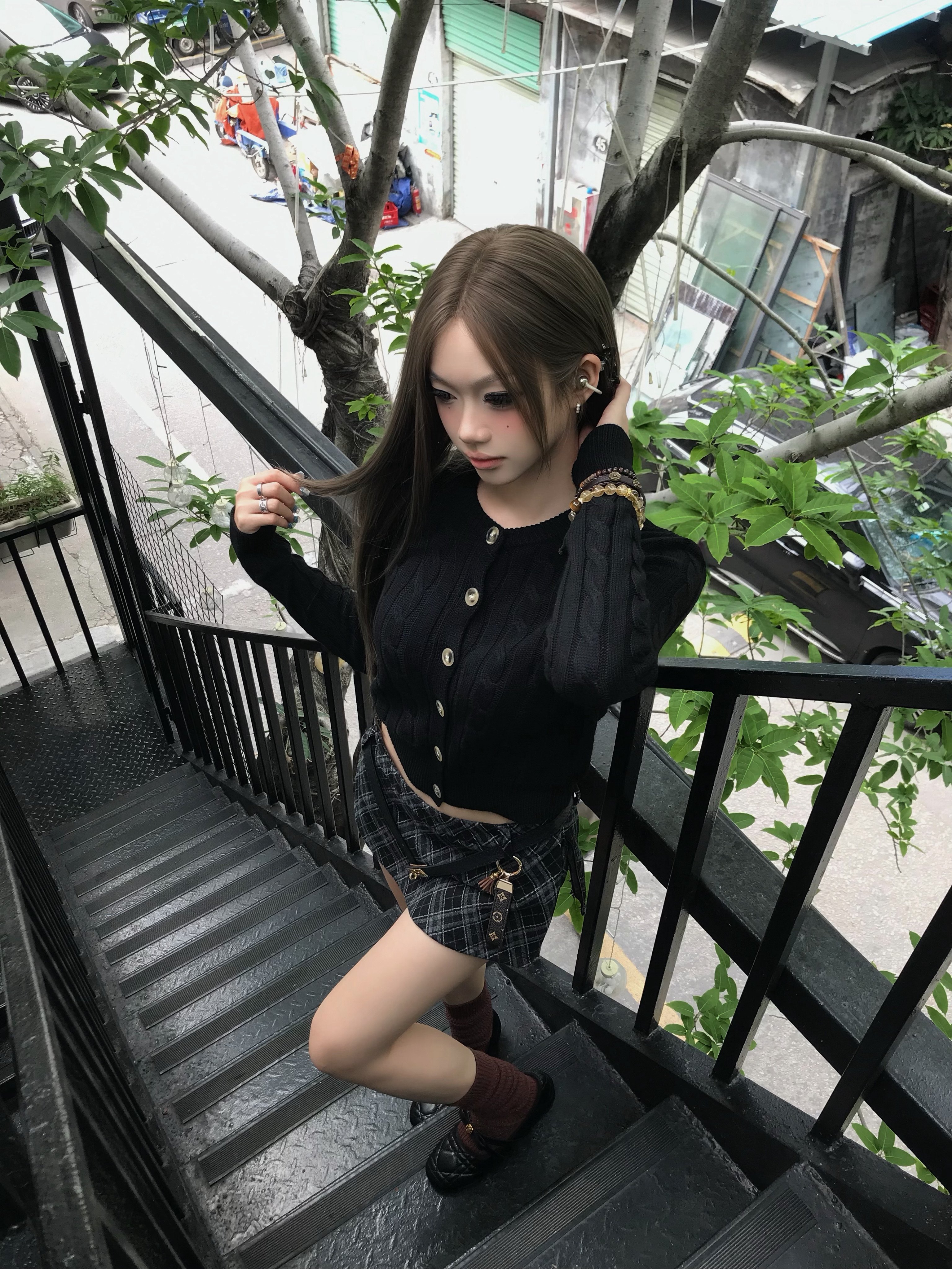 SiCii复古韩系低腰包臀裙 格纹短裙显瘦辣妹风 防走光侧拉链毛呢质感高级