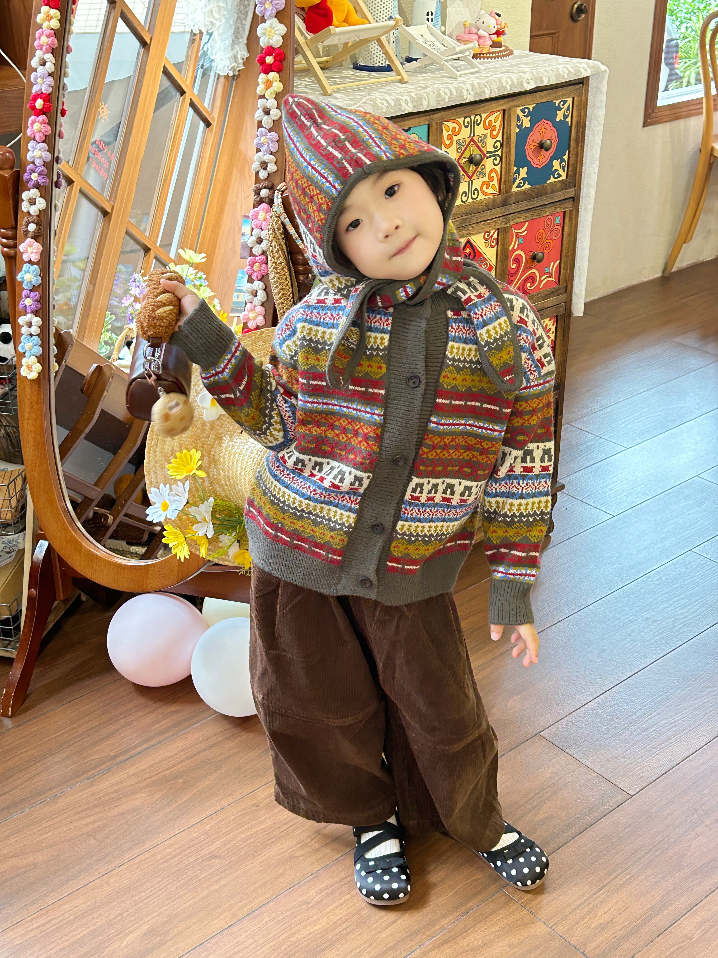 Customer photo for Red Fair Isle Cardigan, 120cm