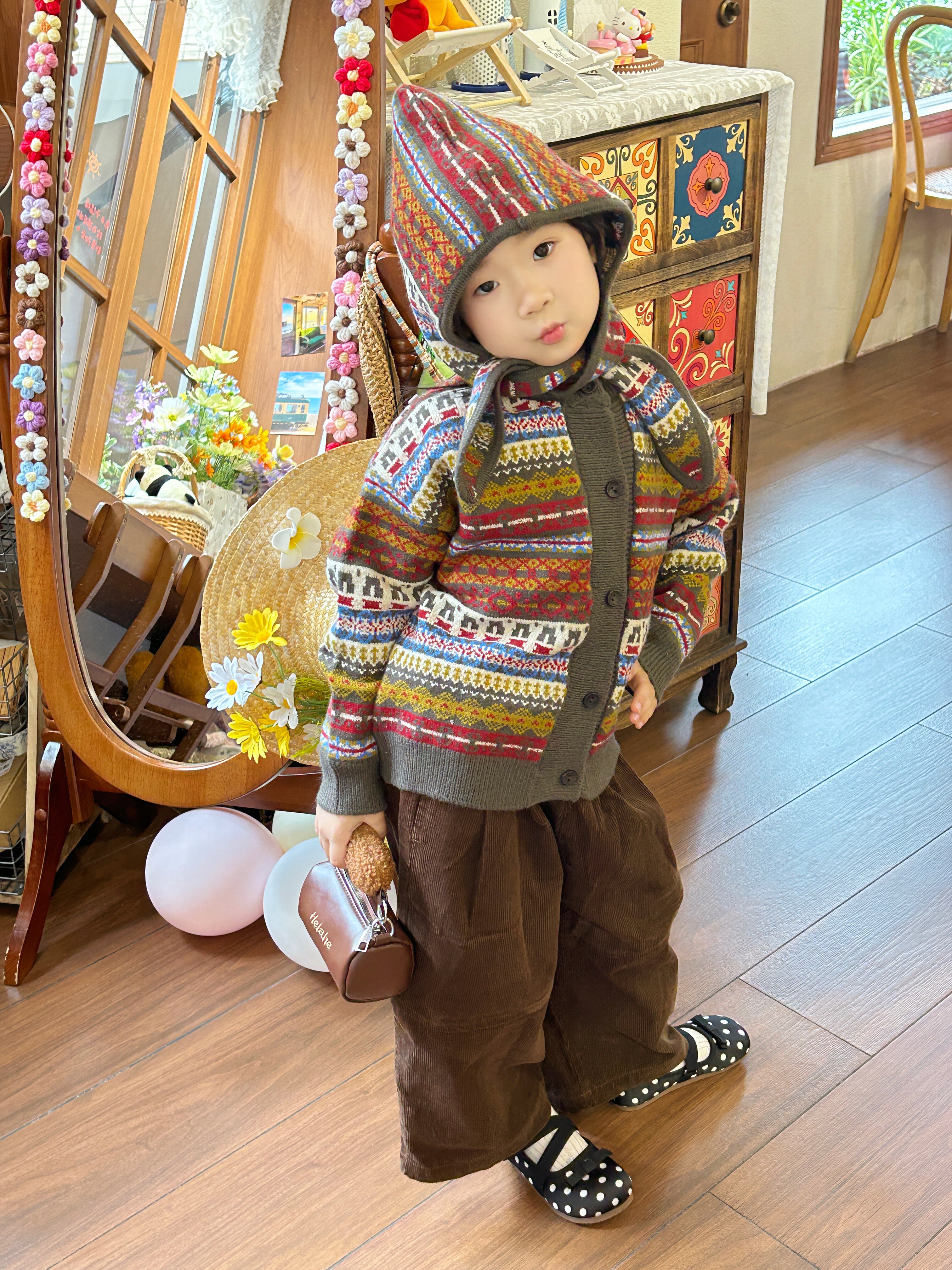 Customer photo for Red Fair Isle Cardigan, 120cm