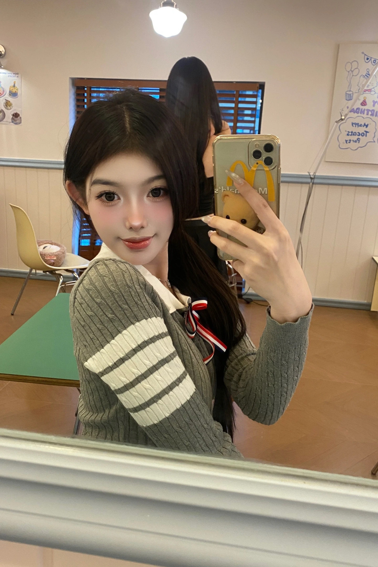 RR studio韩系甜妹polo领针织衫 蝴蝶结设计可爱减龄 短裙