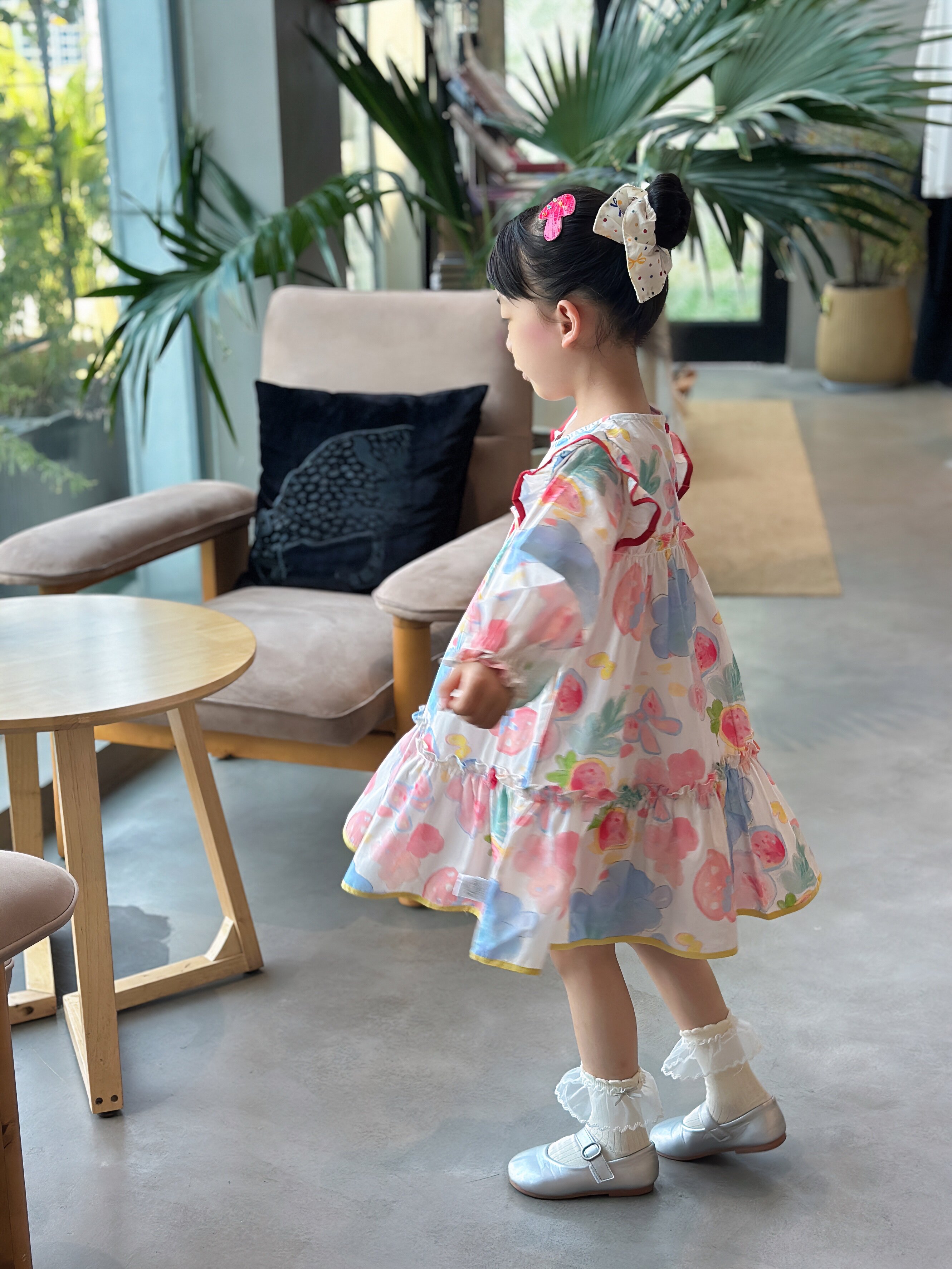 Customer photo for Blue-Pink Floral, 130cm