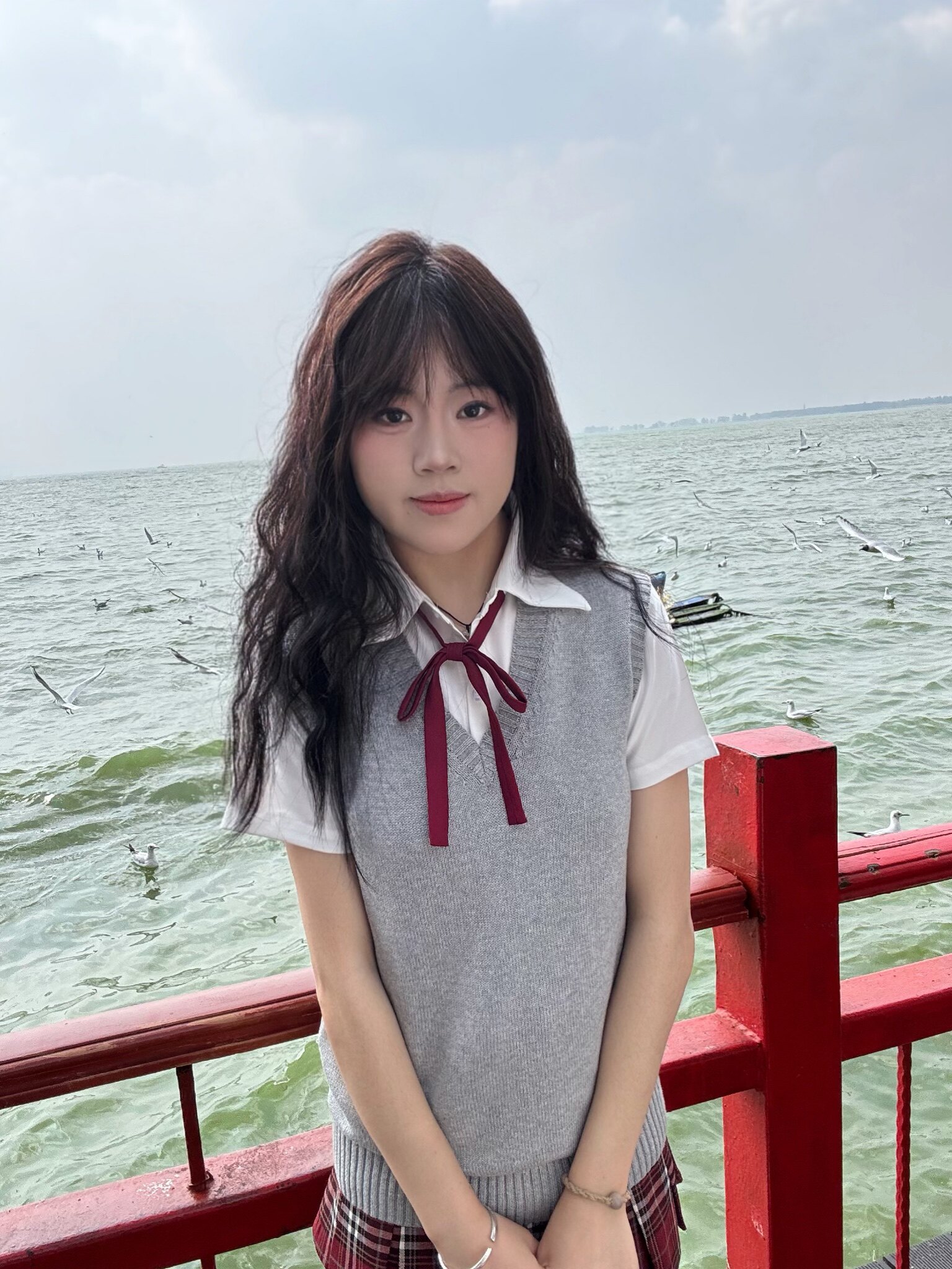 林间萌象学院JK制服套装 小V收腰短袖衬衫 原创修身白衬衣+格裙一套搞定