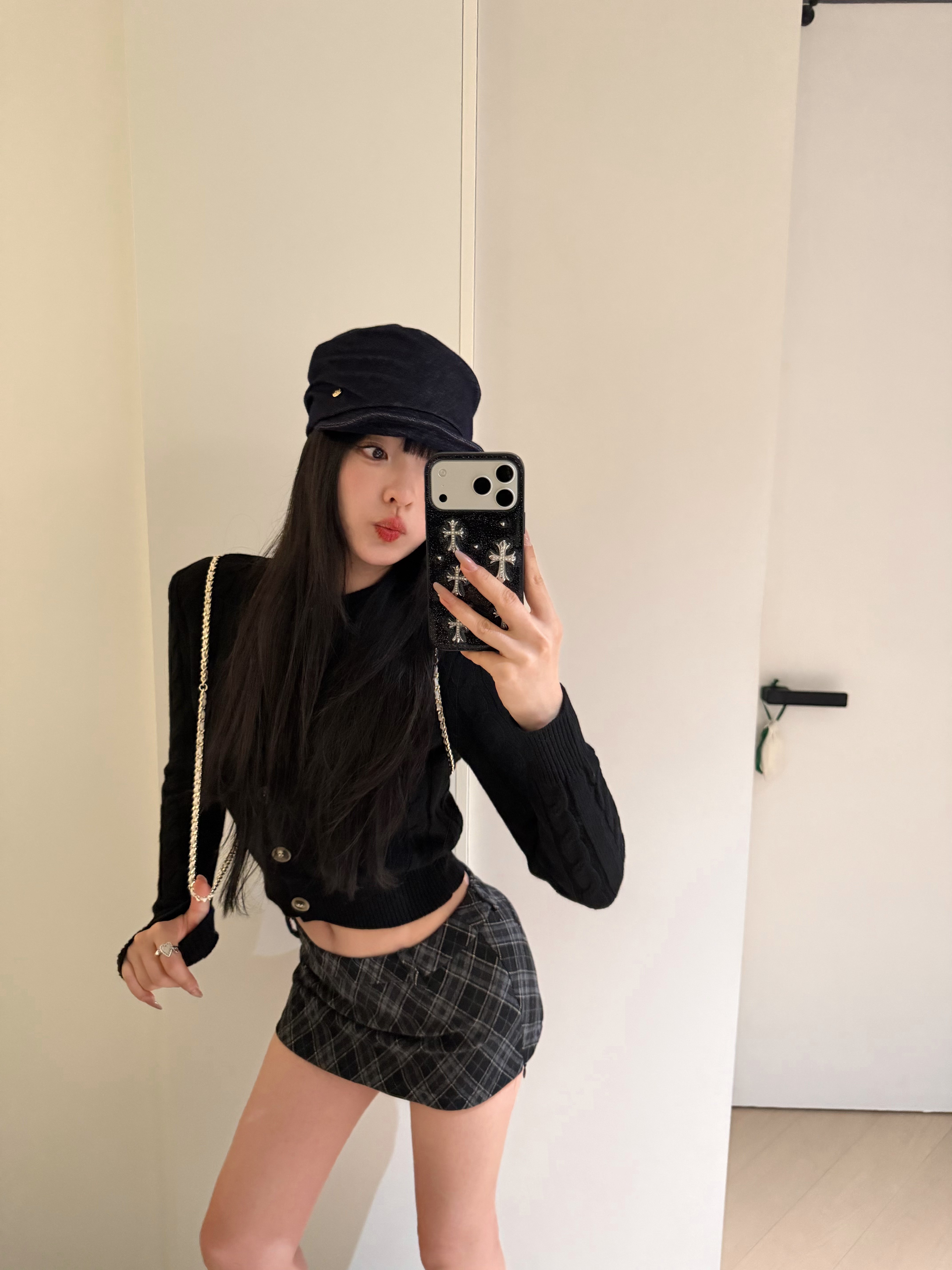 SiCii复古韩系低腰包臀裙 格纹短裙显瘦辣妹风 防走光侧拉链毛呢质感高级