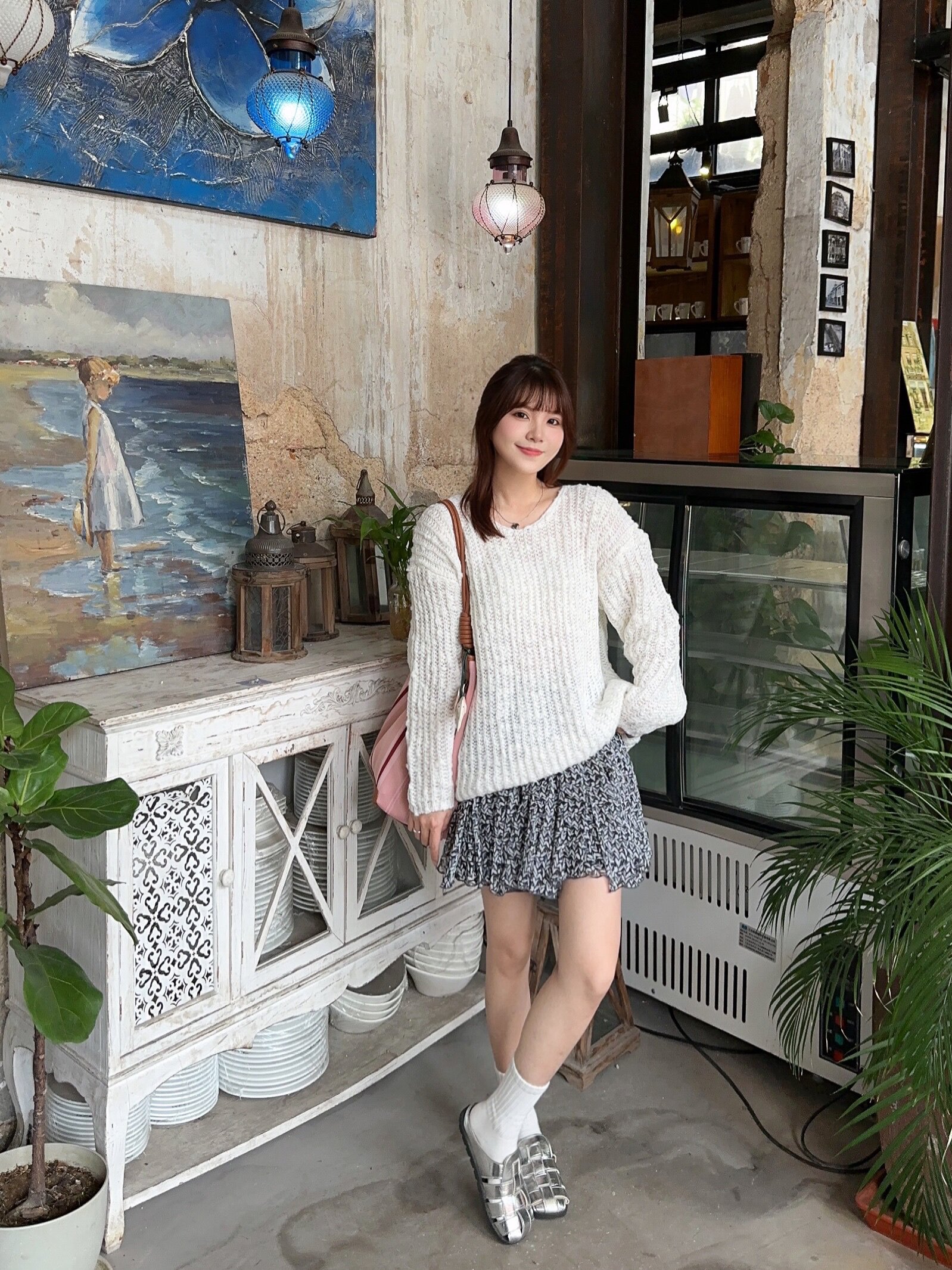 ELLE夏季法式碎花伞裙A字版型遮肉显瘦 碎花图案清新浪漫小众设计别致不撞款