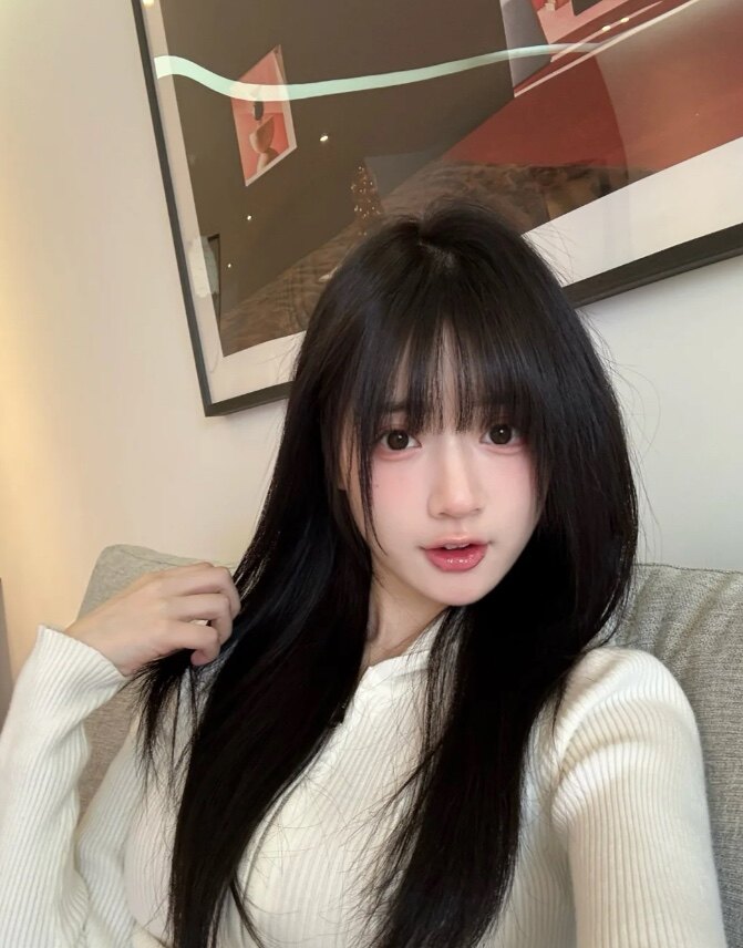 真我黑长直漫画齐刘海假发套 全真发整顶设计 自然隐形无痕贴合 长发飘逸顺滑