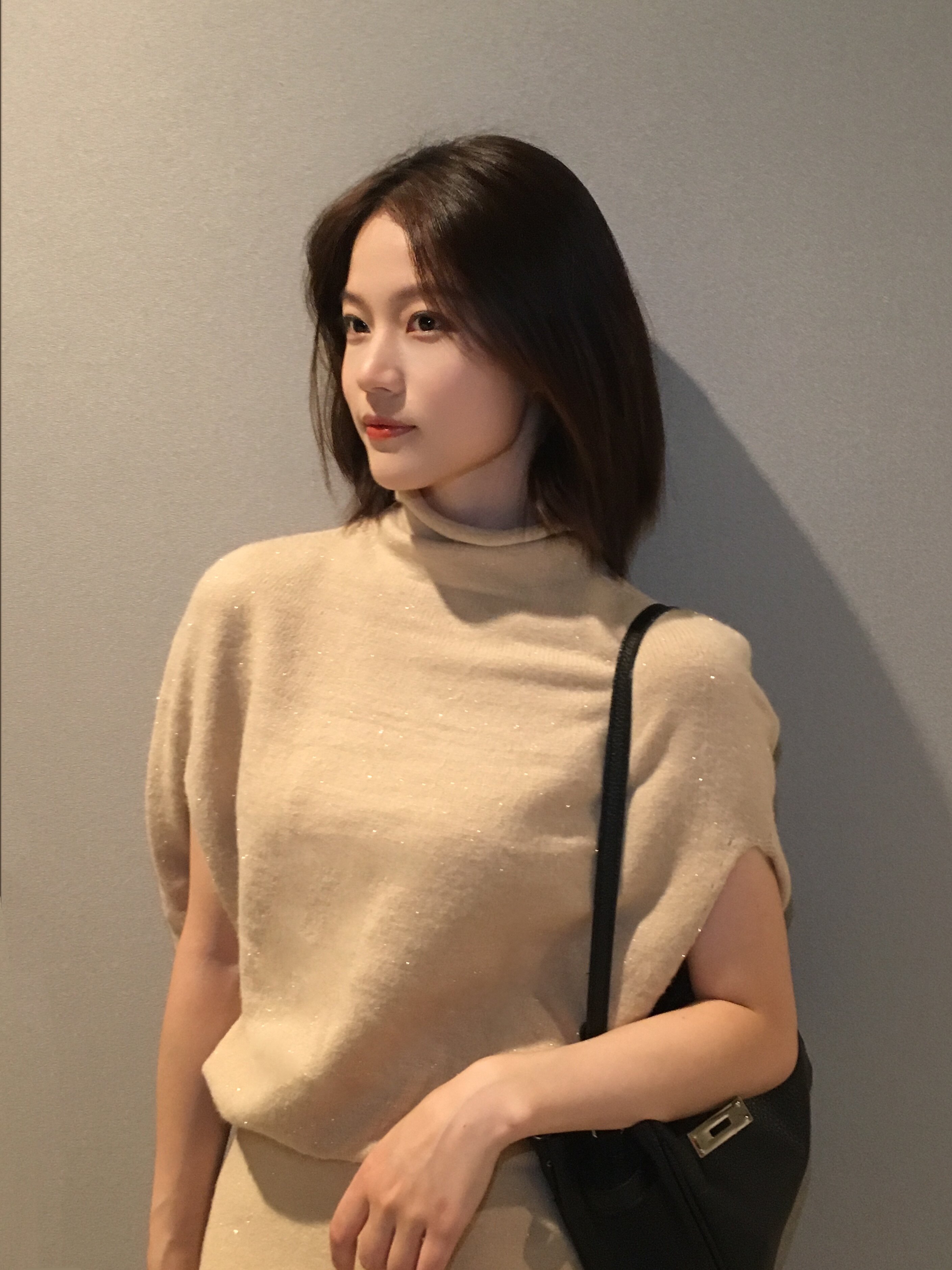 Hotdog热狗很辣【韩系姐姐】套装 高领斗篷针织连衣裙+袖套包臀短裙斗篷