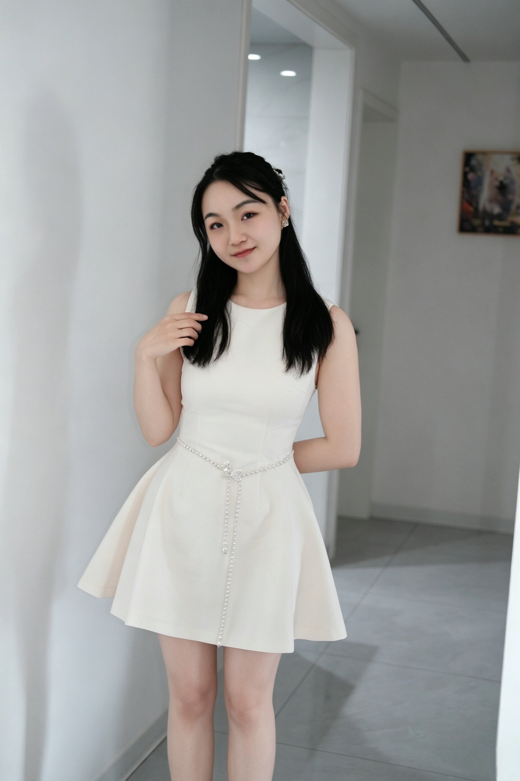舒胡蕾夏日生日裙 法式无袖收腰设计 显瘦显高拉长比例 高级感气质满分