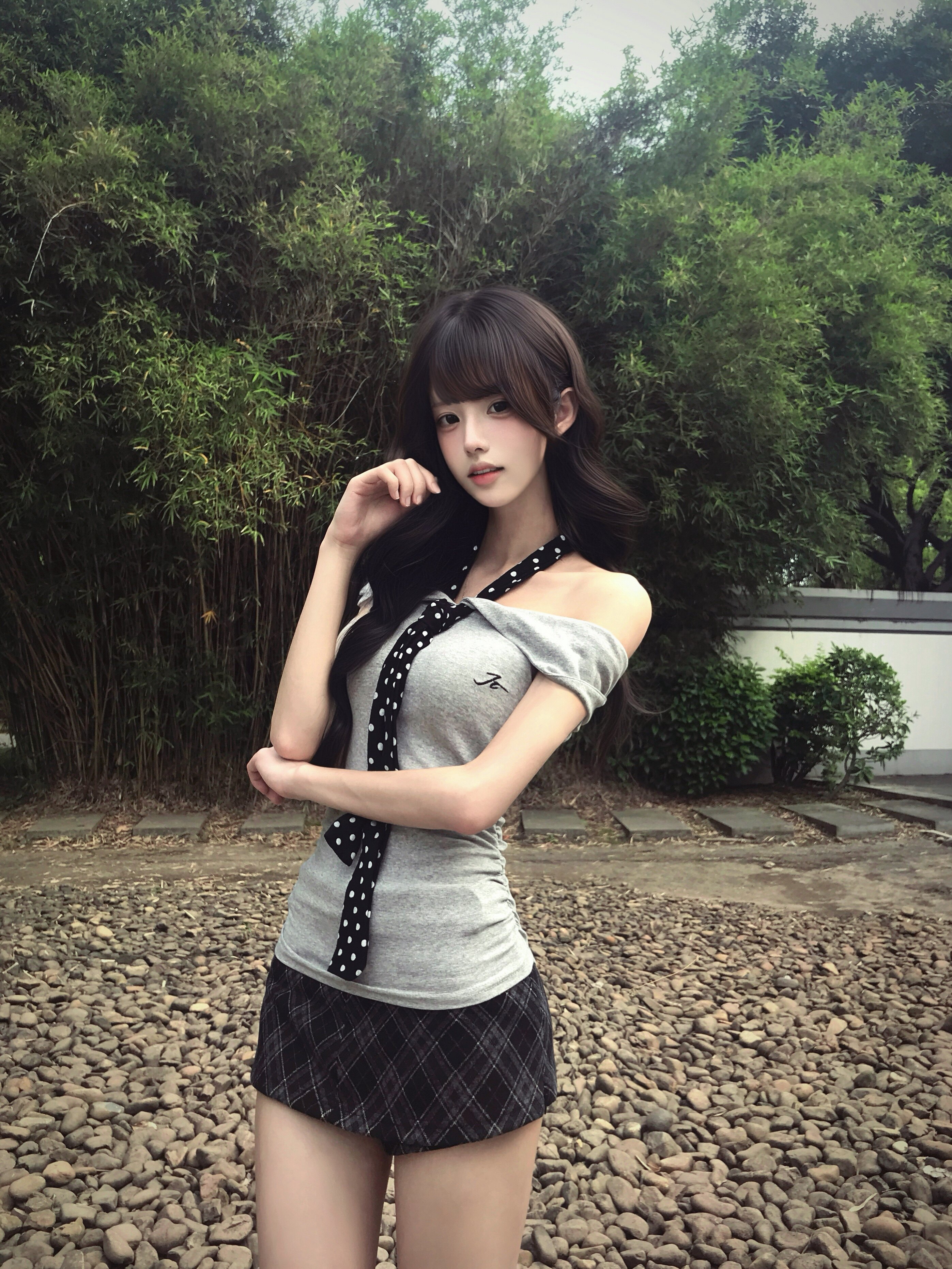 SiCii复古韩系低腰包臀裙 格纹短裙显瘦辣妹风 防走光侧拉链毛呢质感高级