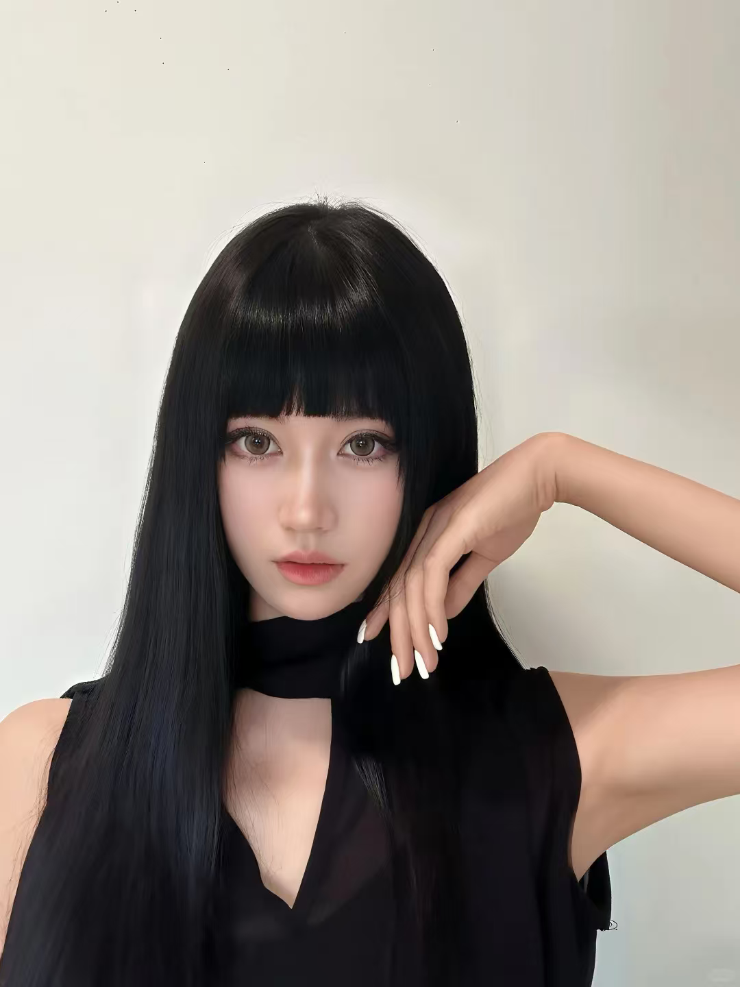 真我黑长直漫画齐刘海假发套 全真发整顶设计 自然隐形无痕贴合 长发飘逸顺滑