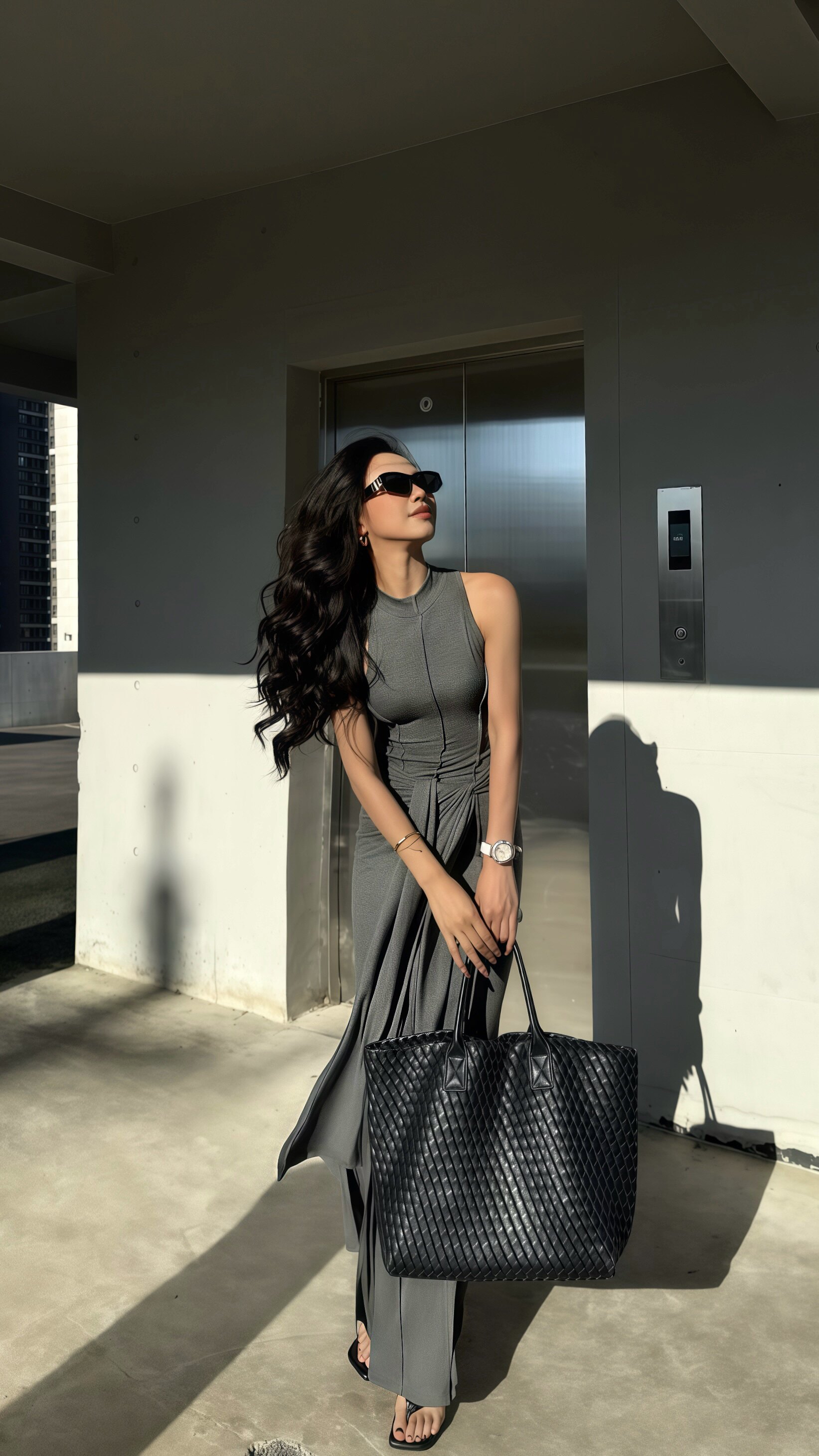 CYNR原创设计高级灰背心裙 莫代尔面料柔软亲肤 修身假两件设计层次感十足