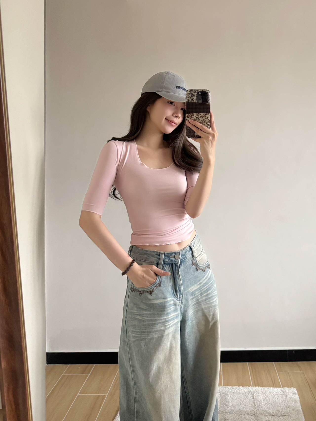 黑泽玄七2026春季新款微胖T恤 大U领设计修饰锁骨更显瘦 五分袖遮肉不勒手臂