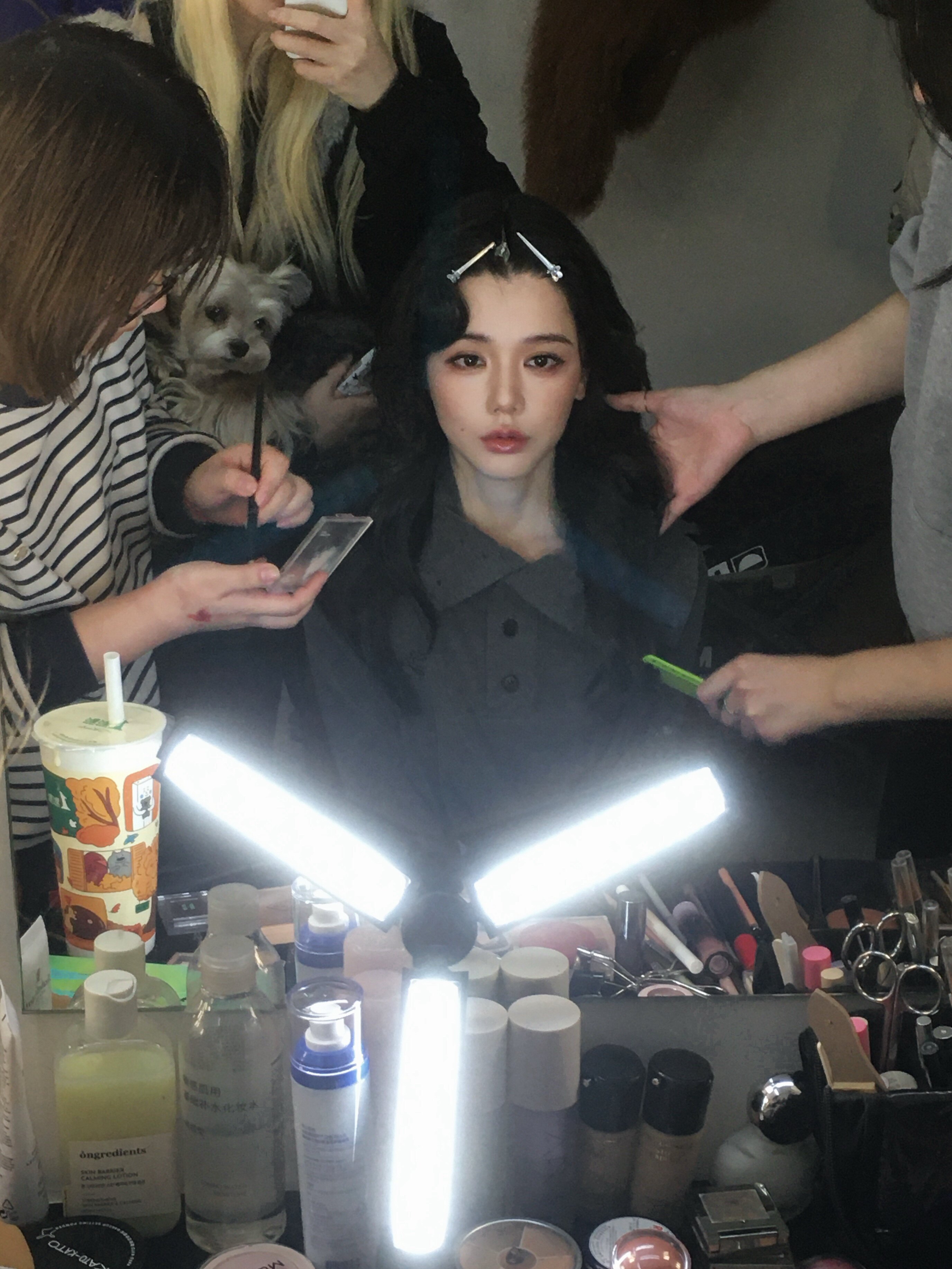 CYNR原创设计气质复古连衣裙,半高polo领褶皱收腰A字长裙摆遮肉显高