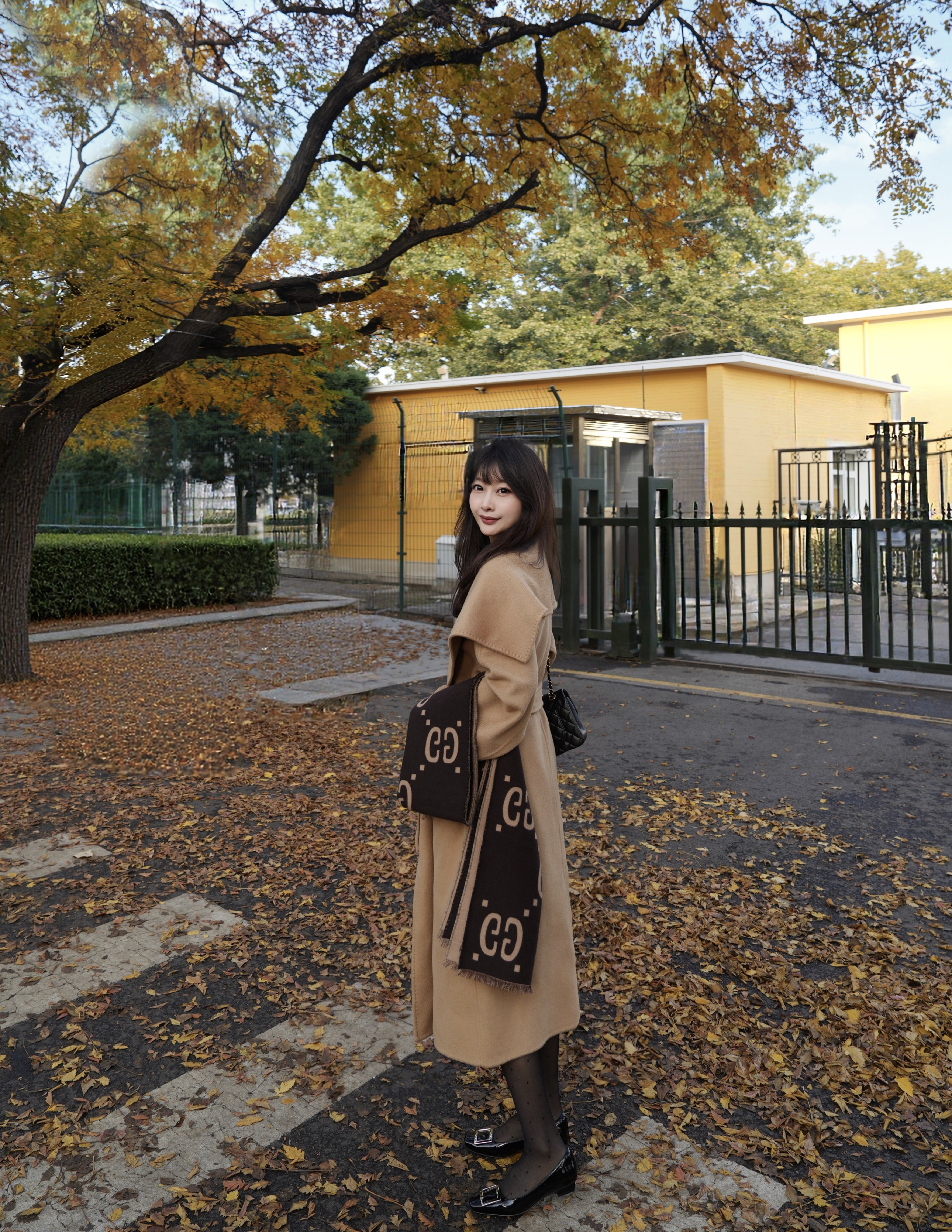 JIUCHIC|M家Rienza大翻领双面水波纹山羊绒大衣