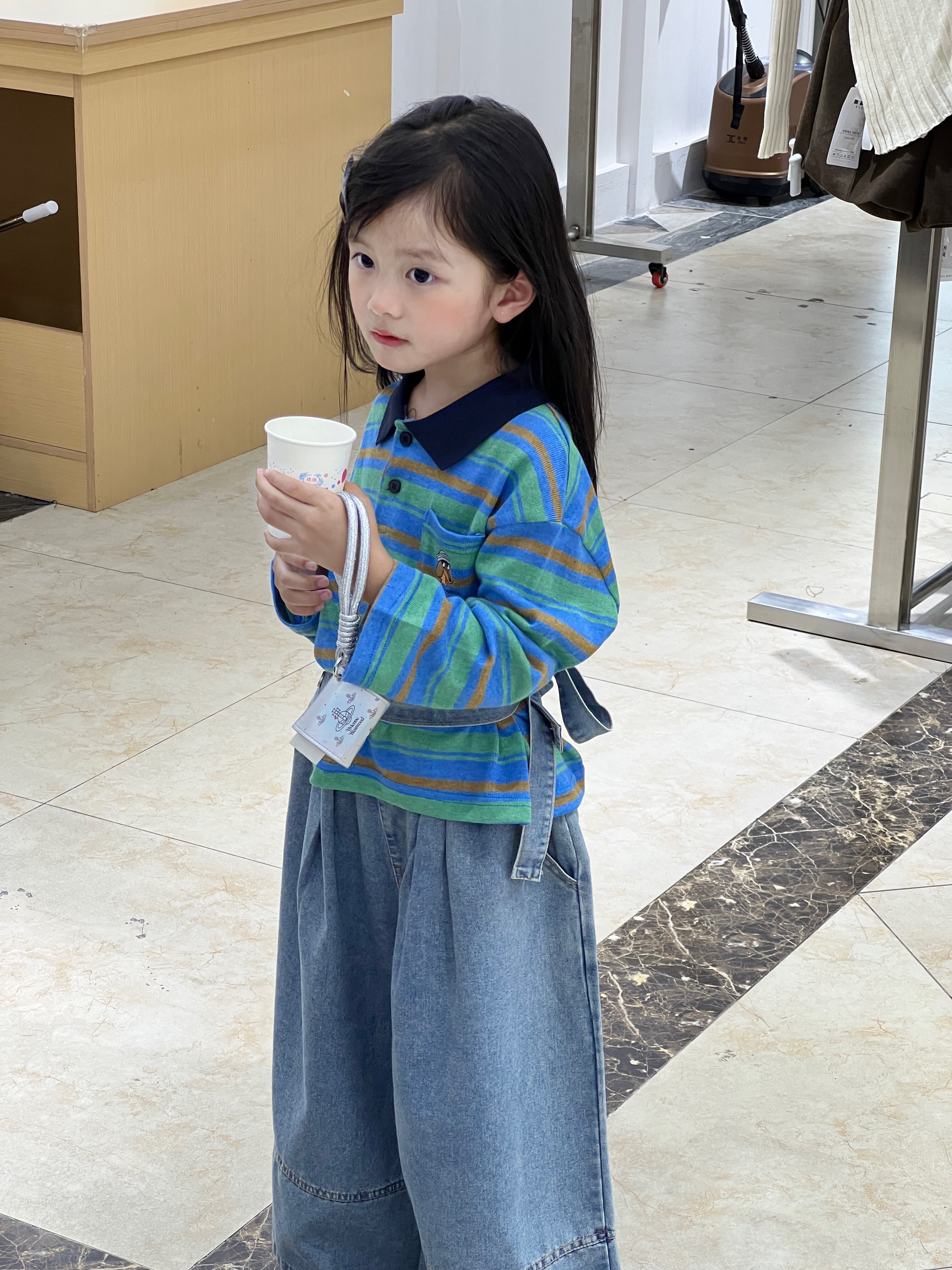 Customer photo for Blue Striped Polo, 110cm