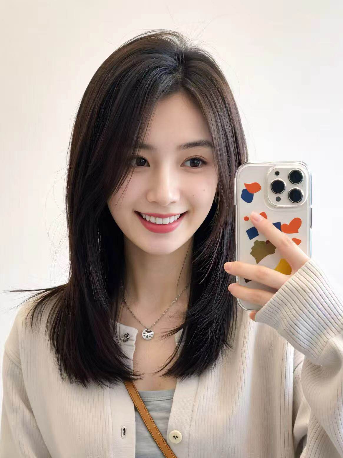 唯俏真人发丝全头套假发 层次感偏分锁骨发设计 随意分缝自然逼真