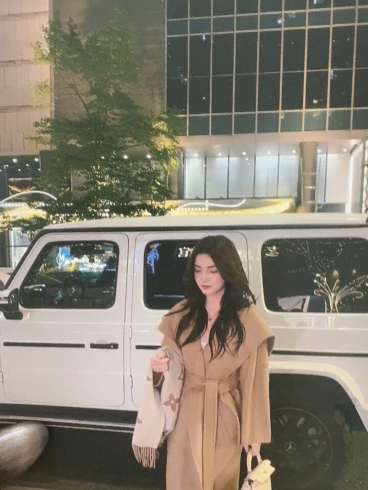 JIUCHIC|M家Rienza大翻领双面水波纹山羊绒大衣