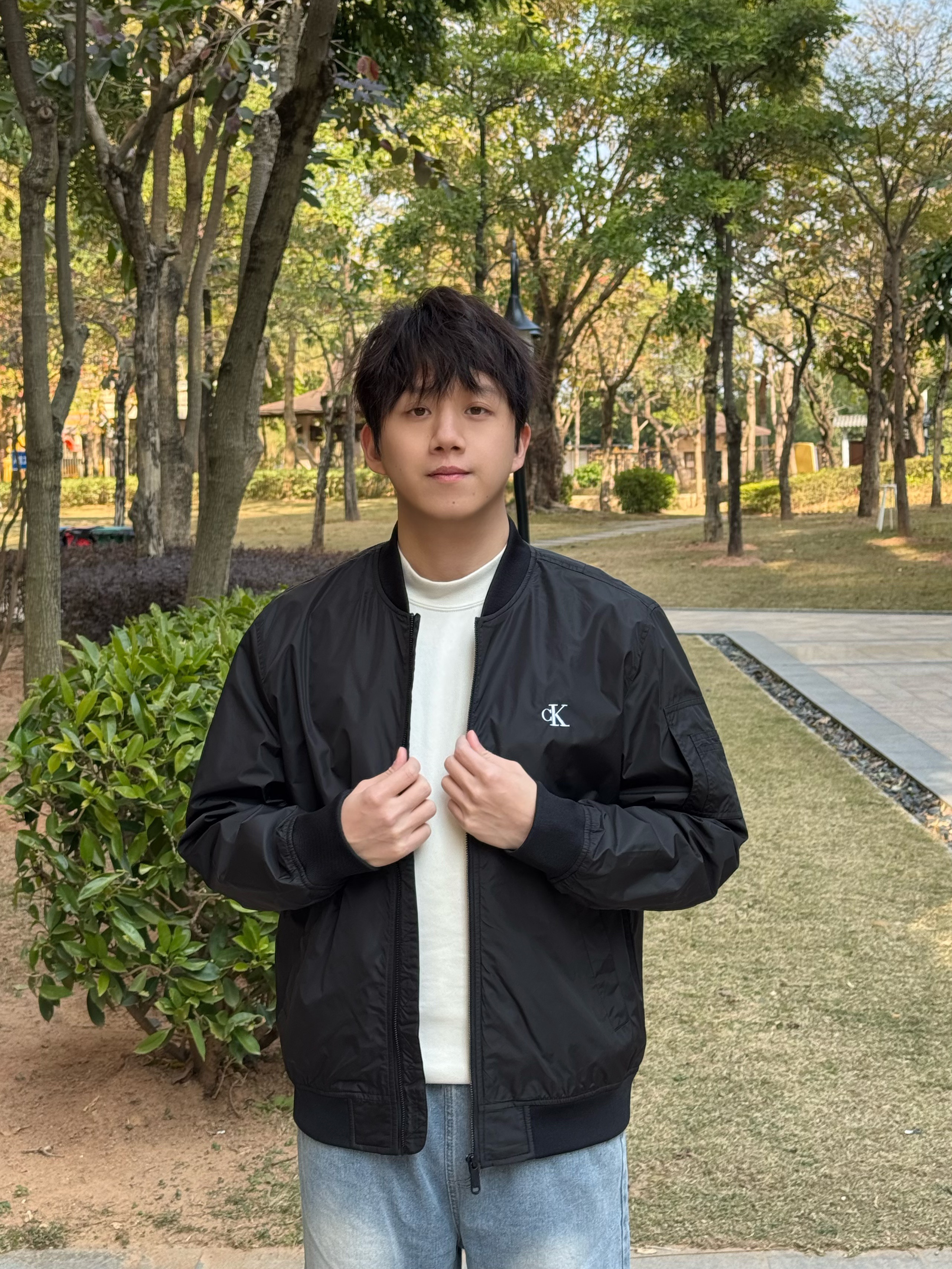 K-FACTORY ビンテージブルゾン CK Jeans春秋男士休闲通勤简约刺绣棒球领飞行员夹克外套J327253