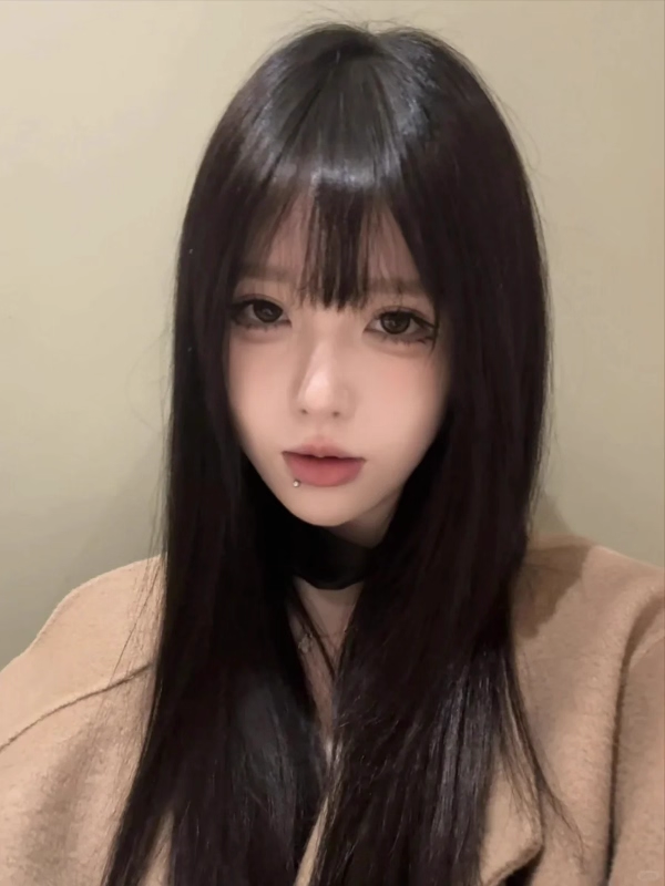 真我黑长直漫画齐刘海假发套 全真发整顶设计 自然隐形无痕贴合 长发飘逸顺滑