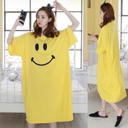 Hàn Quốc phiên bản của chiếc váy ngủ cô gái mùa hè sinh viên tươi mất womens thai đồ ngủ womens mô hình dài mã lớn có thể mặc màu vàng mặt cười quần áo nhà