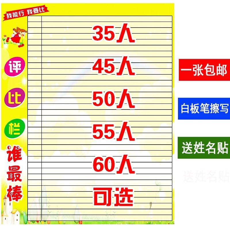 Points Table Primary School Erasable Award Vertical Edition Horizontal Edition Home Class Appraisal Bar Wall Sticking Star Competition