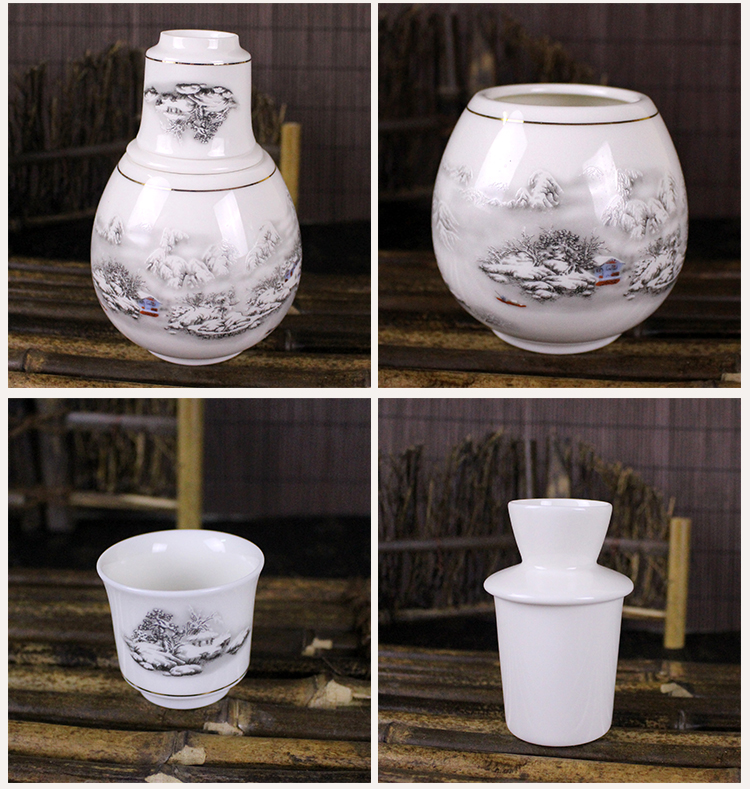 Jingdezhen xương Trung Quốc ấm rượu nồi nóng rượu vang nóng bình gốm rượu vang trắng rượu vang vàng ấm với một nửa hai hai - Rượu vang chén uống rượu
