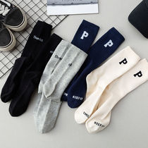 p letter socks women in the tube socks wear tide ins Gray high tube sports stockings cotton autumn and winter Net red model