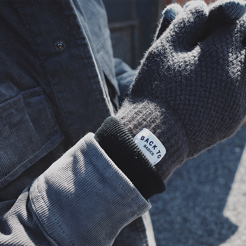 MessAgeLab Original National Tide Retro Touch Screen Autumn Winter Brief Multicolored Warm Wool Thread Knit Gloves