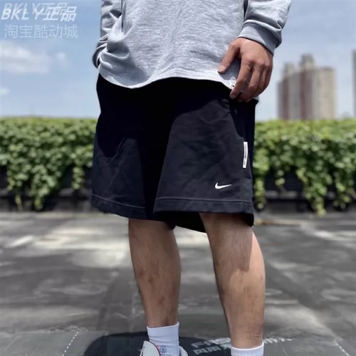 Nike, хлопковые трикотажные баскетбольные спортивные штаны с молнией, шорты, с вышивкой, для бега