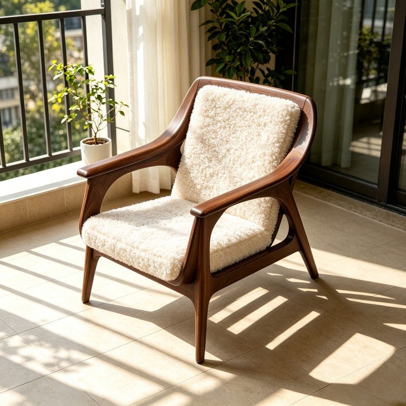 Song's Aesthetics 2026 Single Patio North American Black Walnut Outdoor Living Room Retro Style Light Luxury Solid Wood Lounge Chair