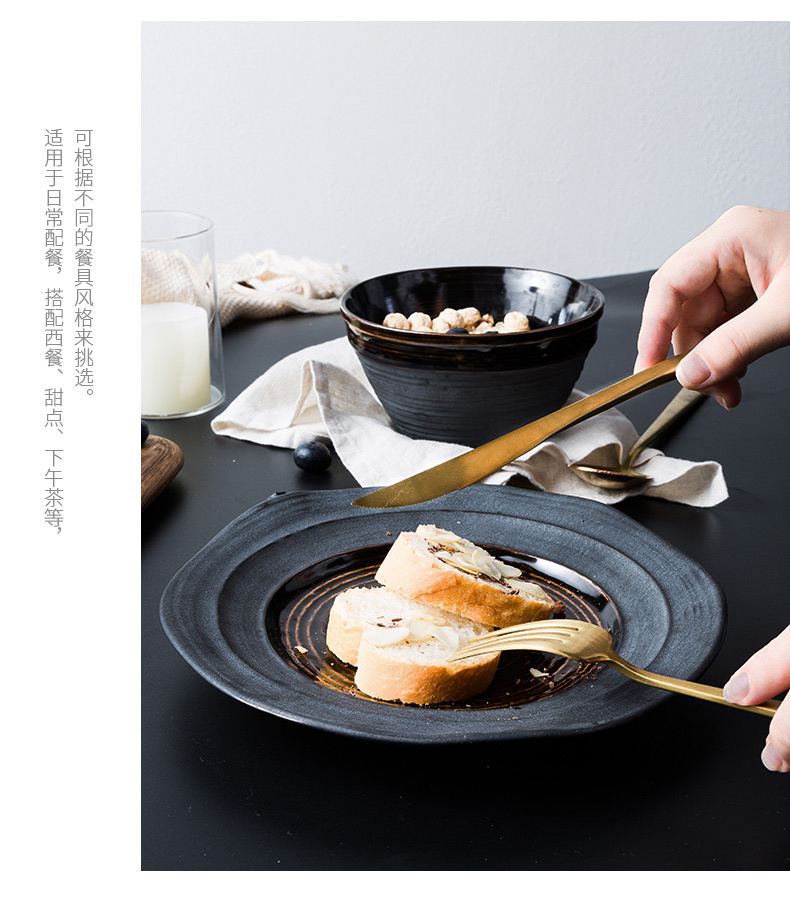 Porcelain soul steak knife and fork spoon plate suit high - end home web celebrity. A full range of children 's tableware to eat western food knife and fork