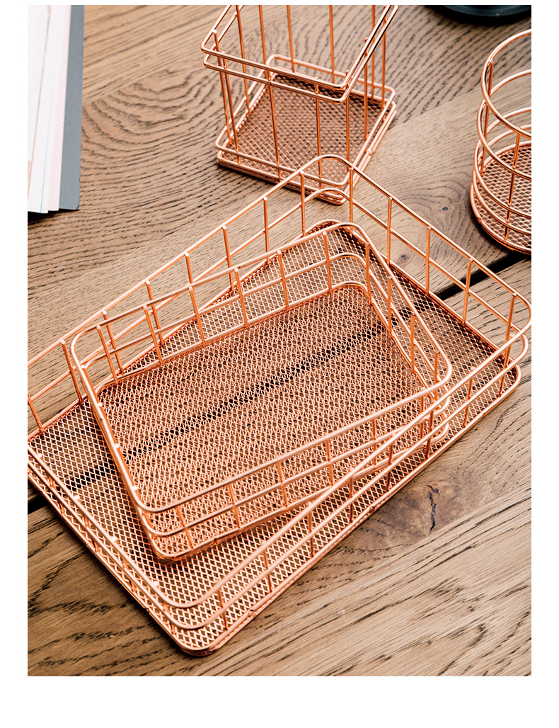 Porcelain soul Nordic, wrought iron receive basket receive desktop snack box, cosmetics r basket hanging sundry receive basket