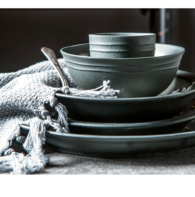Porcelain soul plate household beefsteak knife and fork set flat tray was creative continental breakfast plate Nordic disc ceramic