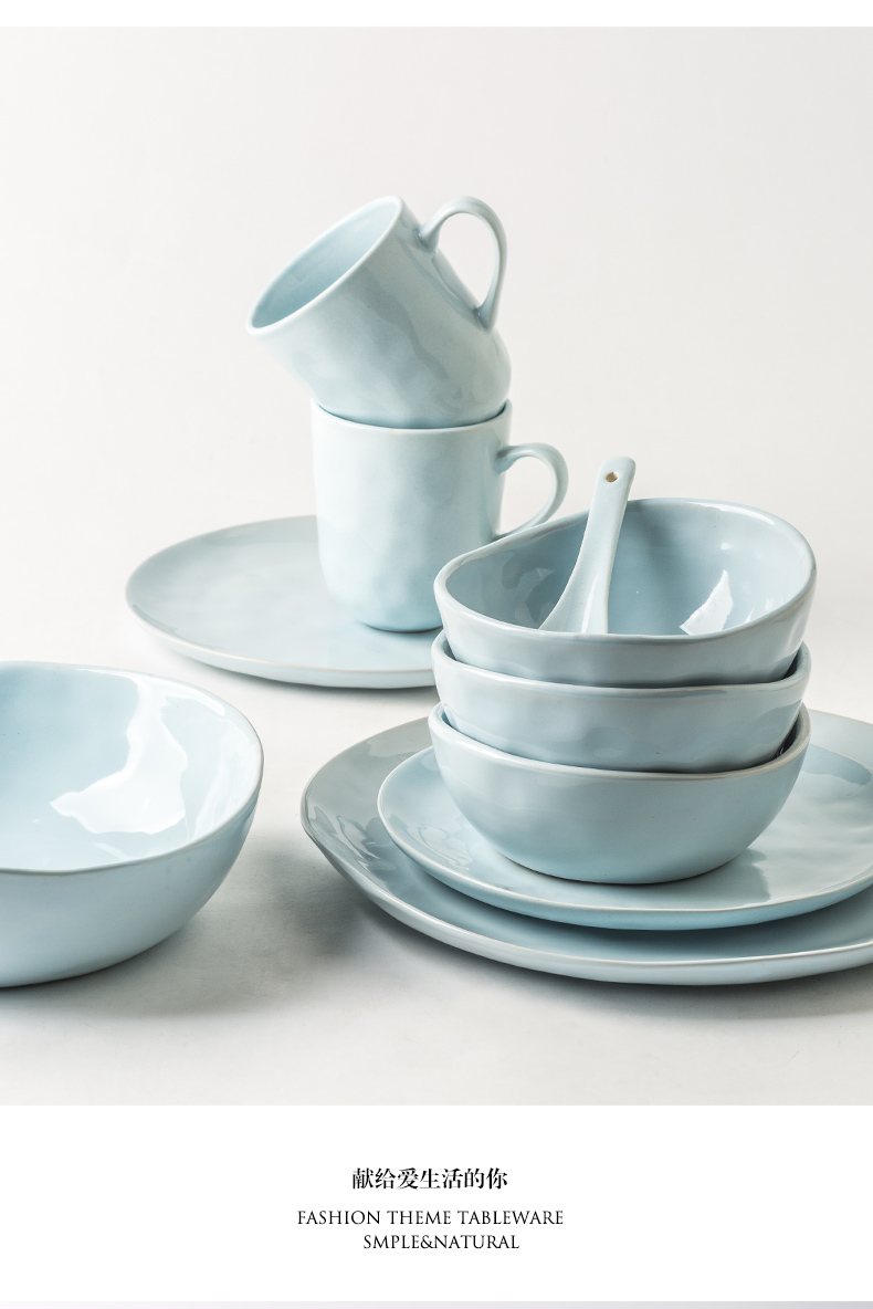 Porcelain soul dishes suit Nordic ins tableware suit dishes of Chinese style household dishes combination dishes and utensils